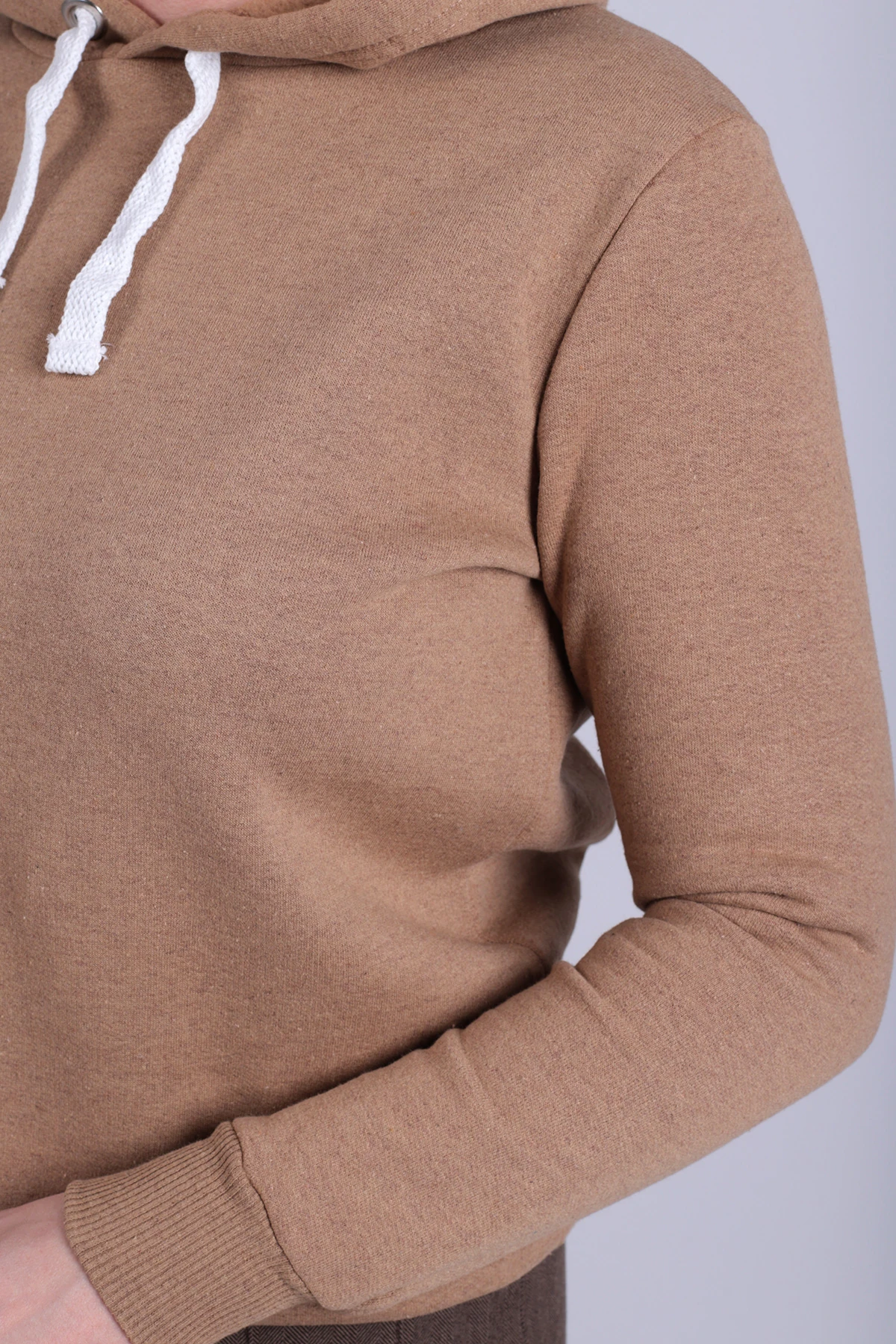 Kadın Bej İçi Şardonlu Kapüşonlu Sweatshirt ARM-26K135014