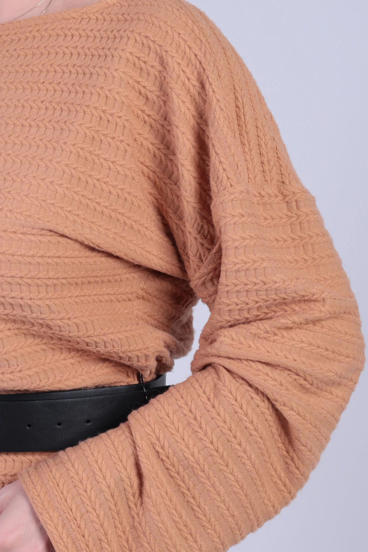 Kadın Vizon Uzun Kollu Yumuşak Dokulu Salaş Elbise ARM-26K001078