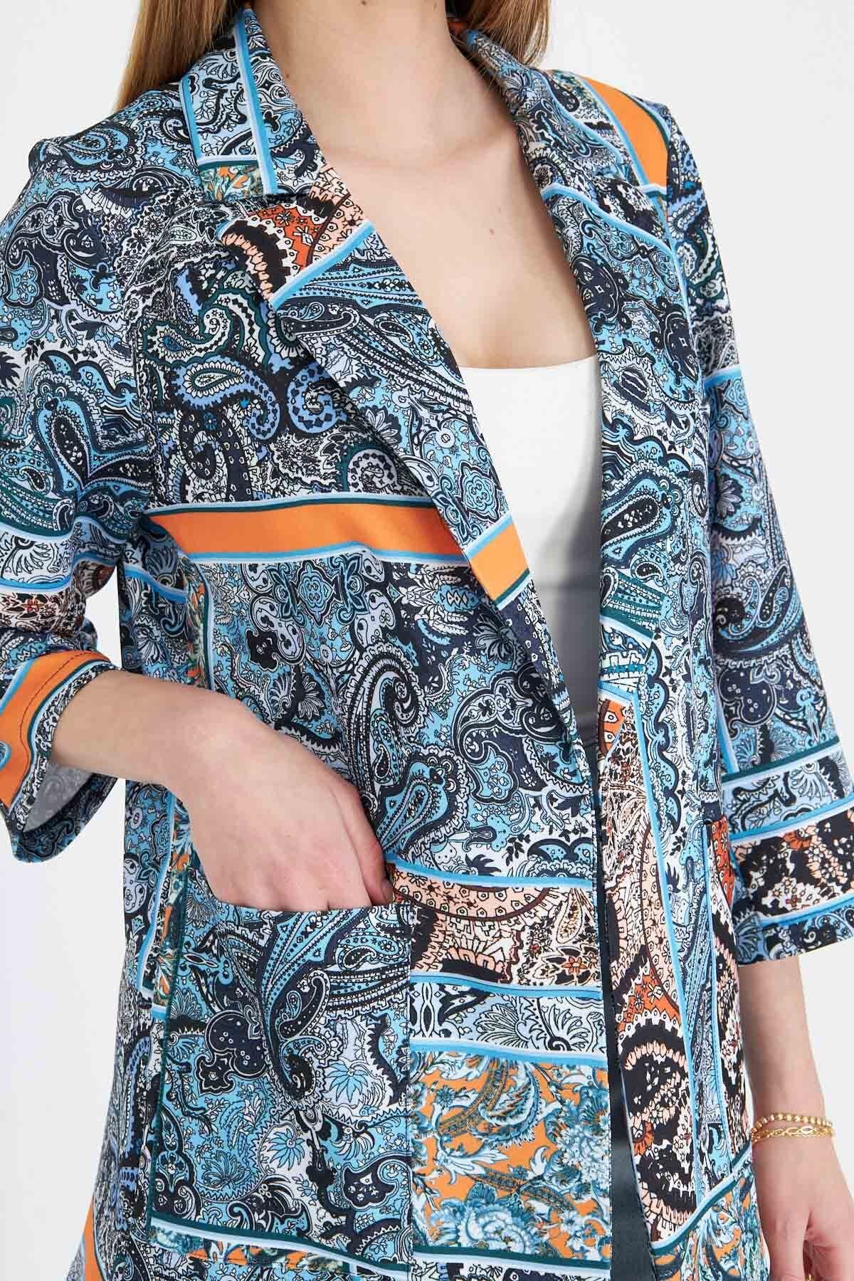 Kadın Açık Mavi Cepli Oversize Ceket ARM-25Y001057