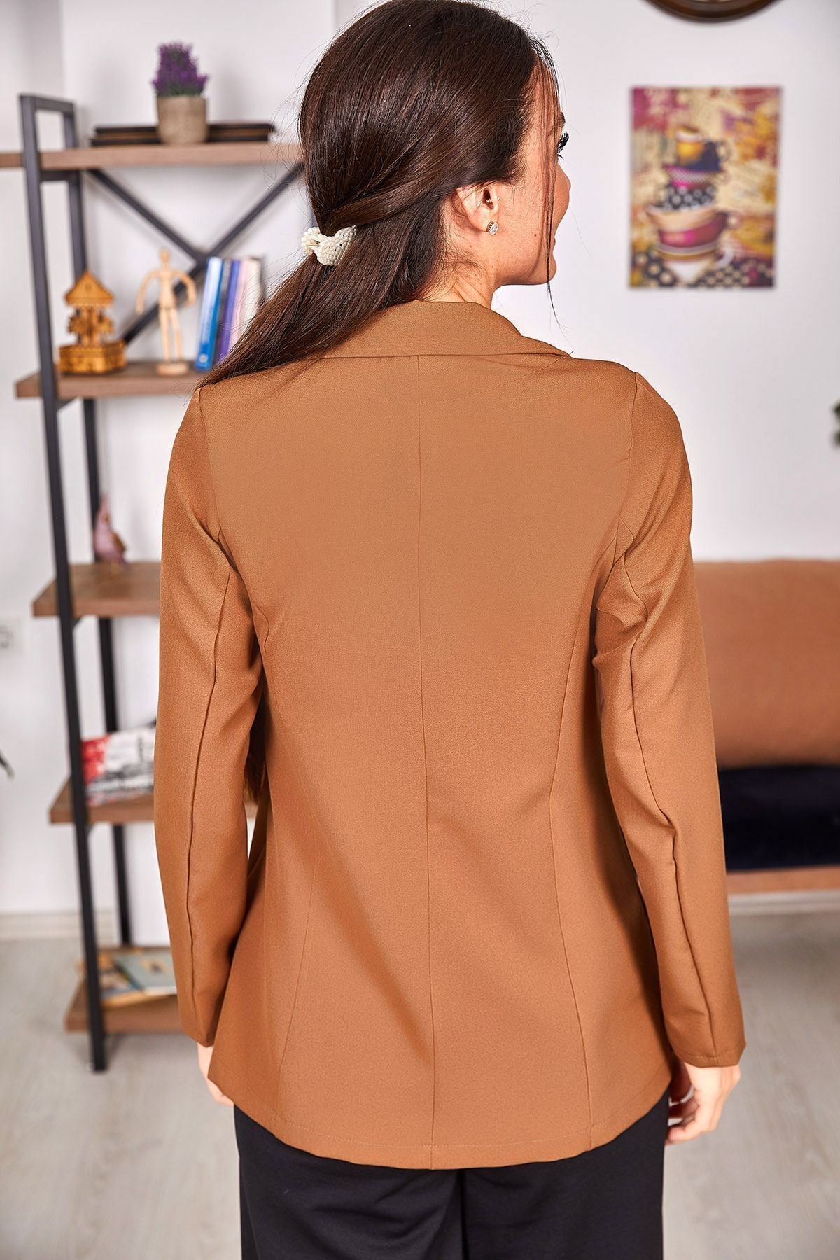 Kadın Kahve Tek Düğmeli Ceket ARM-20K001020