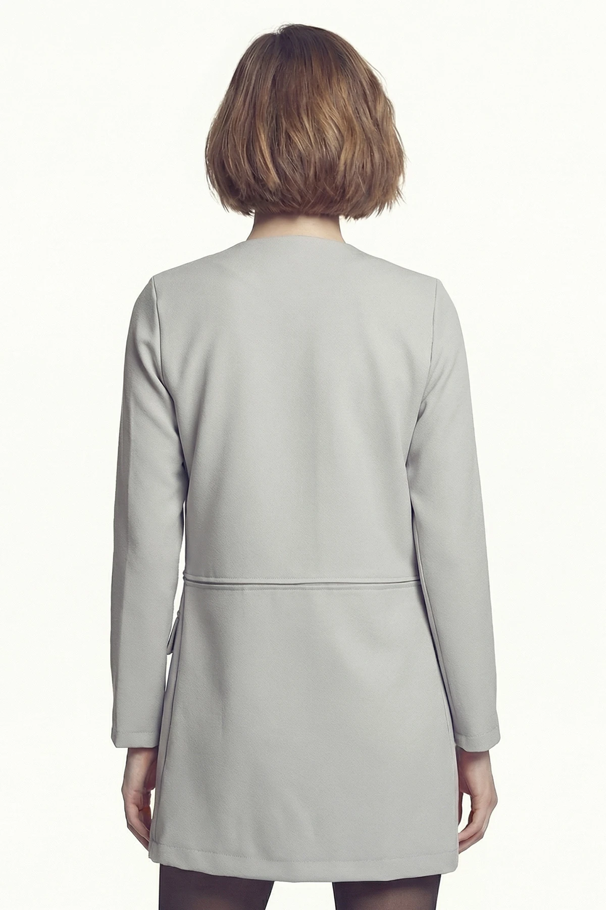 Kadın Gri Beli Dikişli Uzun Ceket ARM-26K001017