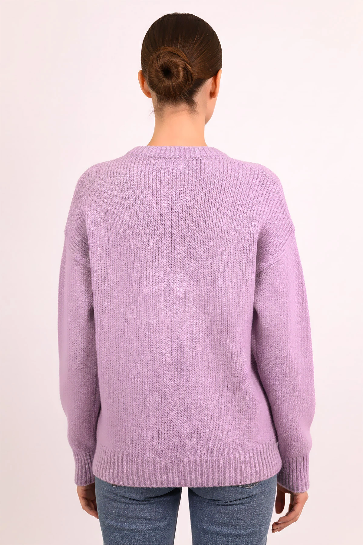 Kadın Lila Renkli İp Detaylı Triko Kazak ARM-26K136073