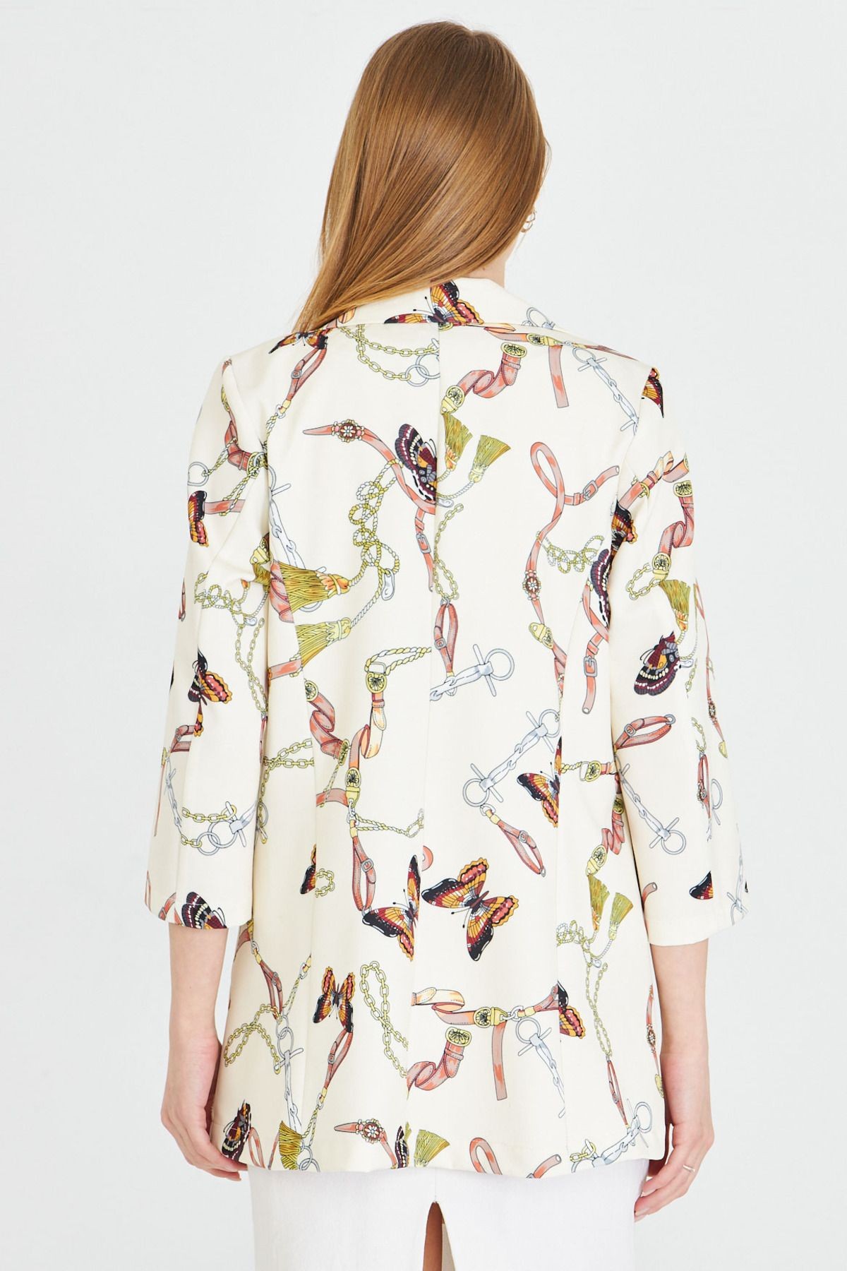 Kadın Ekru Cepli Oversize Ceket ARM-25Y001057