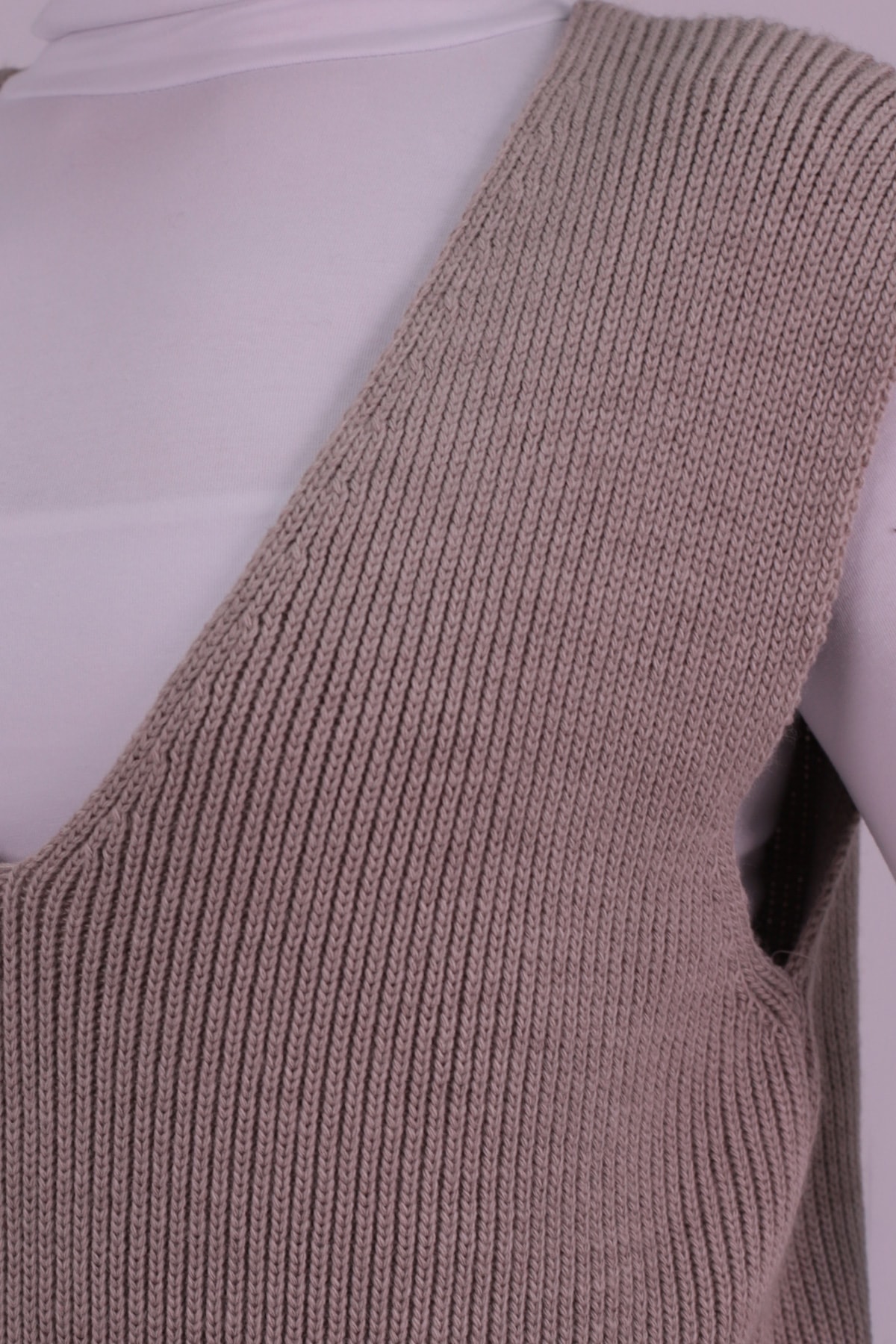 Kadın Taş V Yaka Selanik Örgü Triko Süveter ARM-26K136005