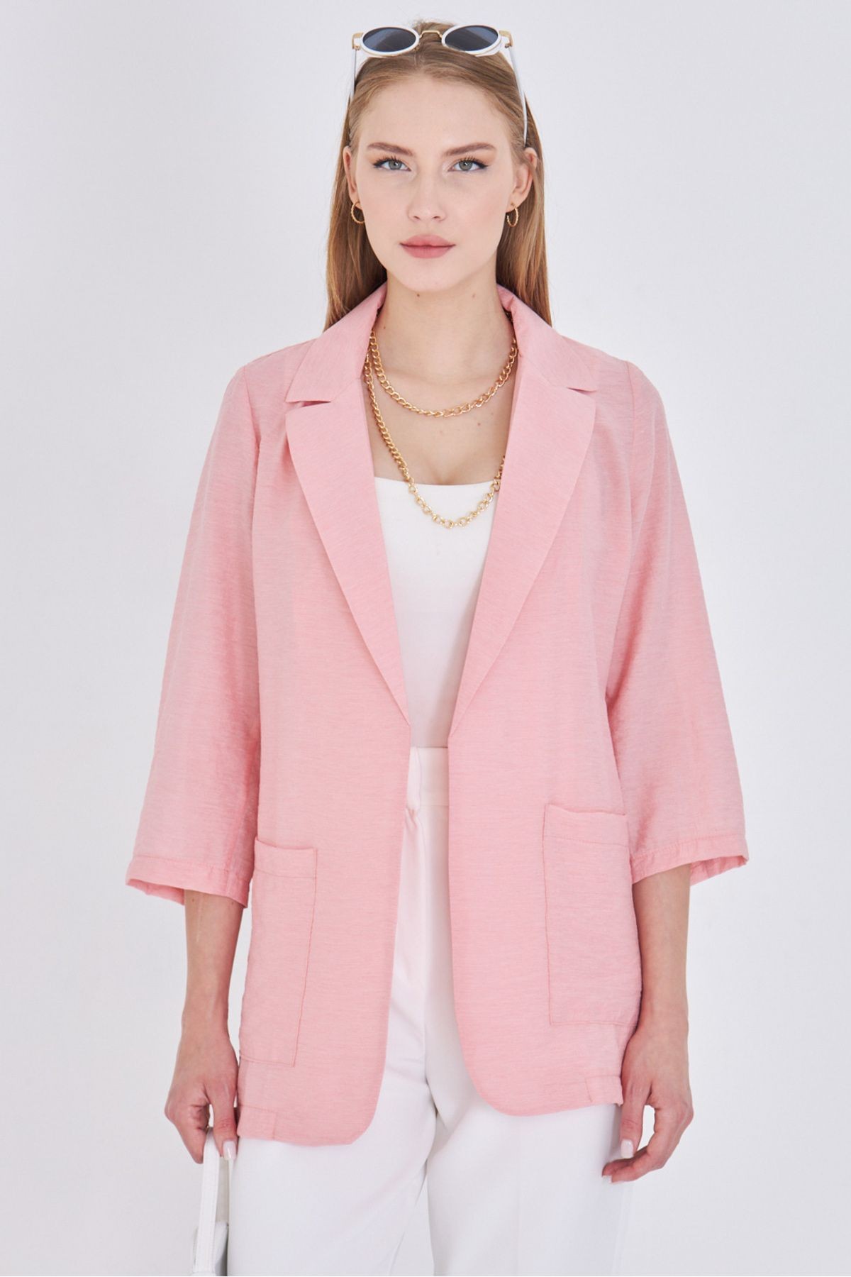 Kadın Pudra Cepli Oversize Ceket ARM-25Y001064