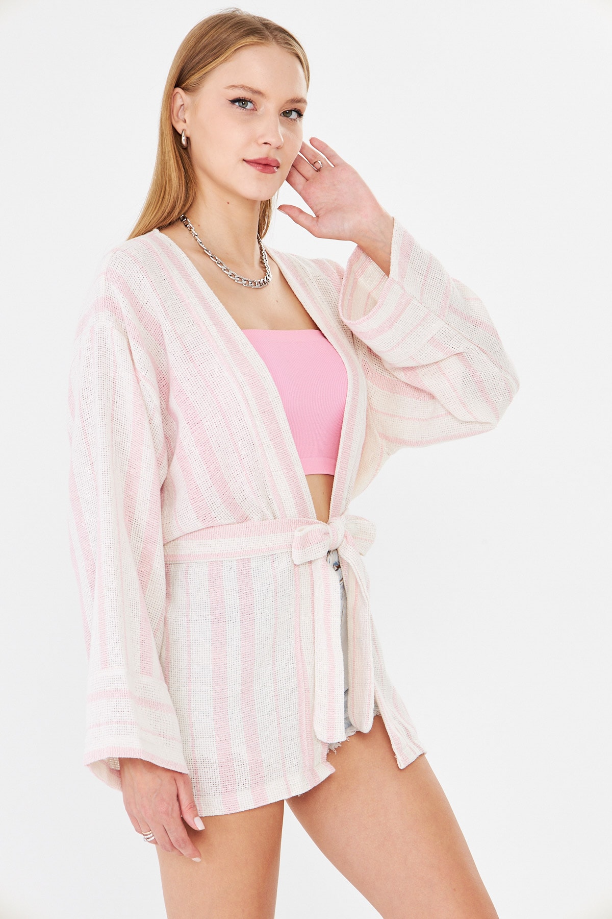 Kadın Pudra Kemerli Kimono ARM-25Y001073