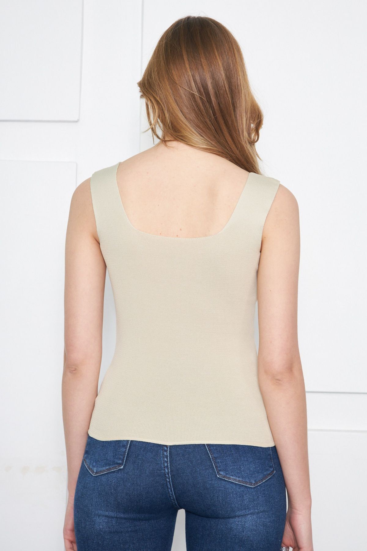Kadın Bej Kalın Askılı Kaşkorse Bluz ARM-23Y069001