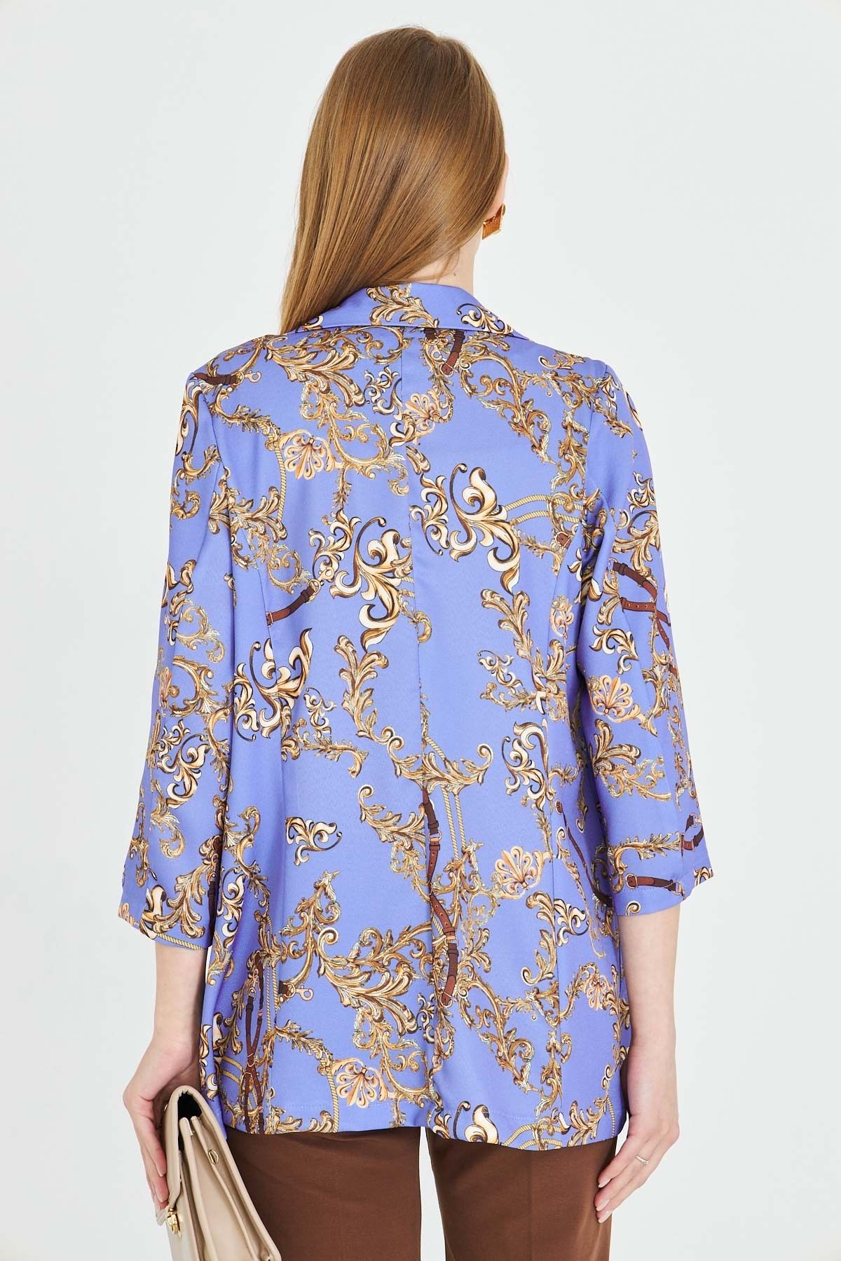 Kadın Koyu Mavi Cepli Oversize Ceket ARM-25Y001057