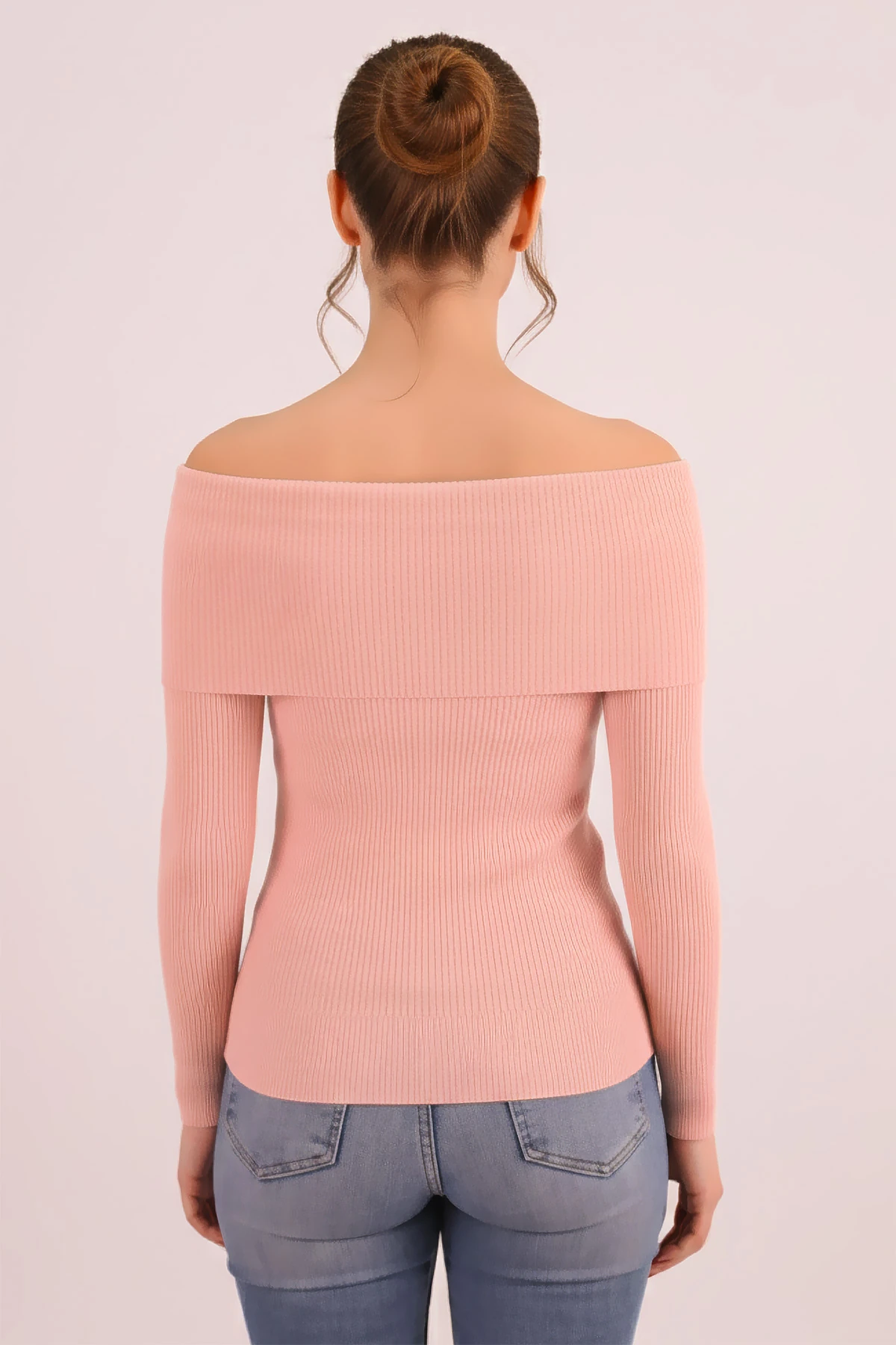 Kadın Pudra Madonna Yaka Triko Kazak ARM-26K136062