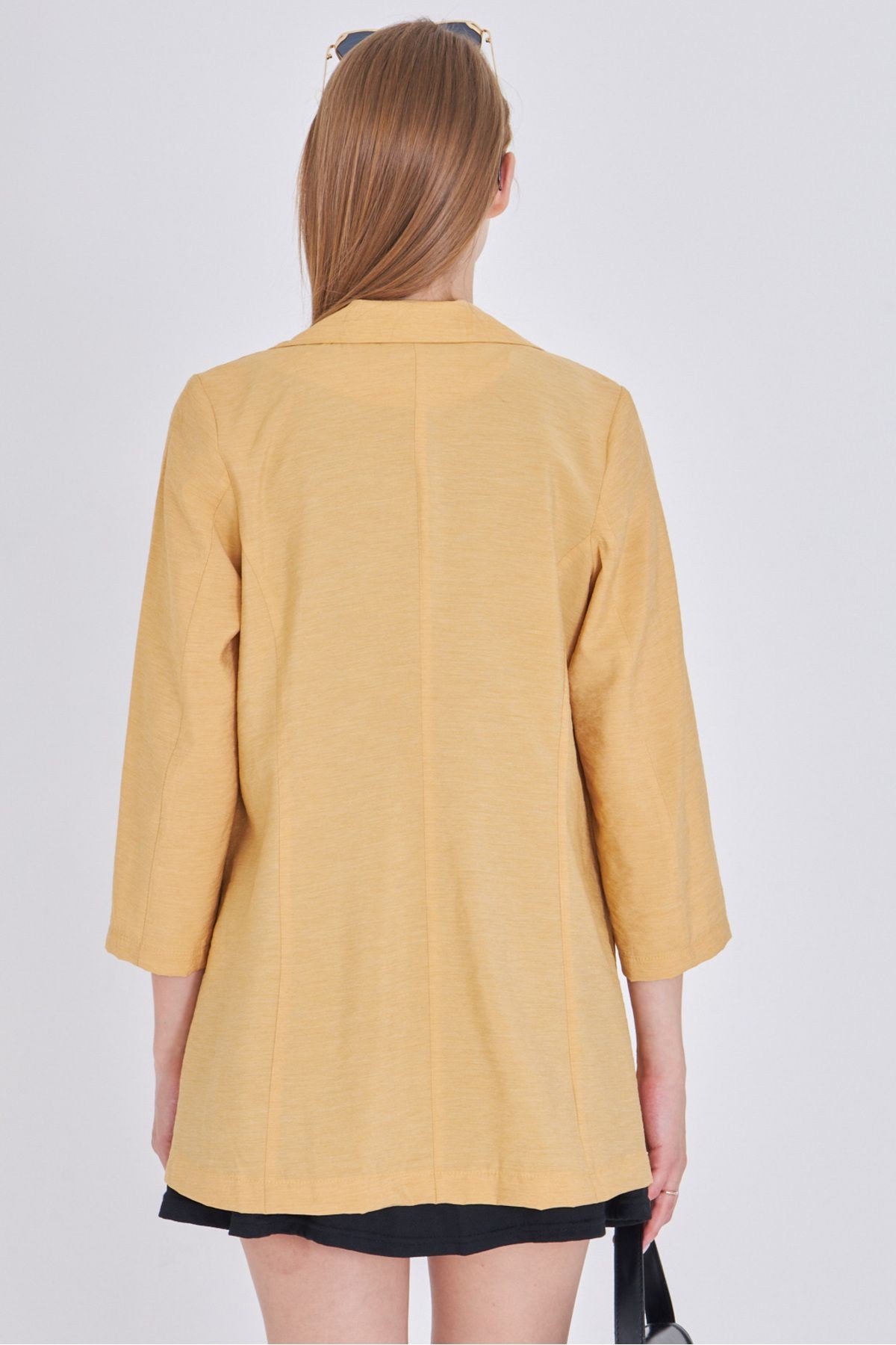 Kadın Sarı Cepli Oversize Ceket ARM-25Y001064