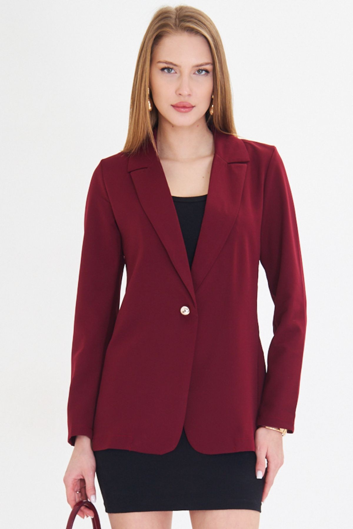 Kadın Bordo Tek Düğmeli Ceket ARM-20K001020