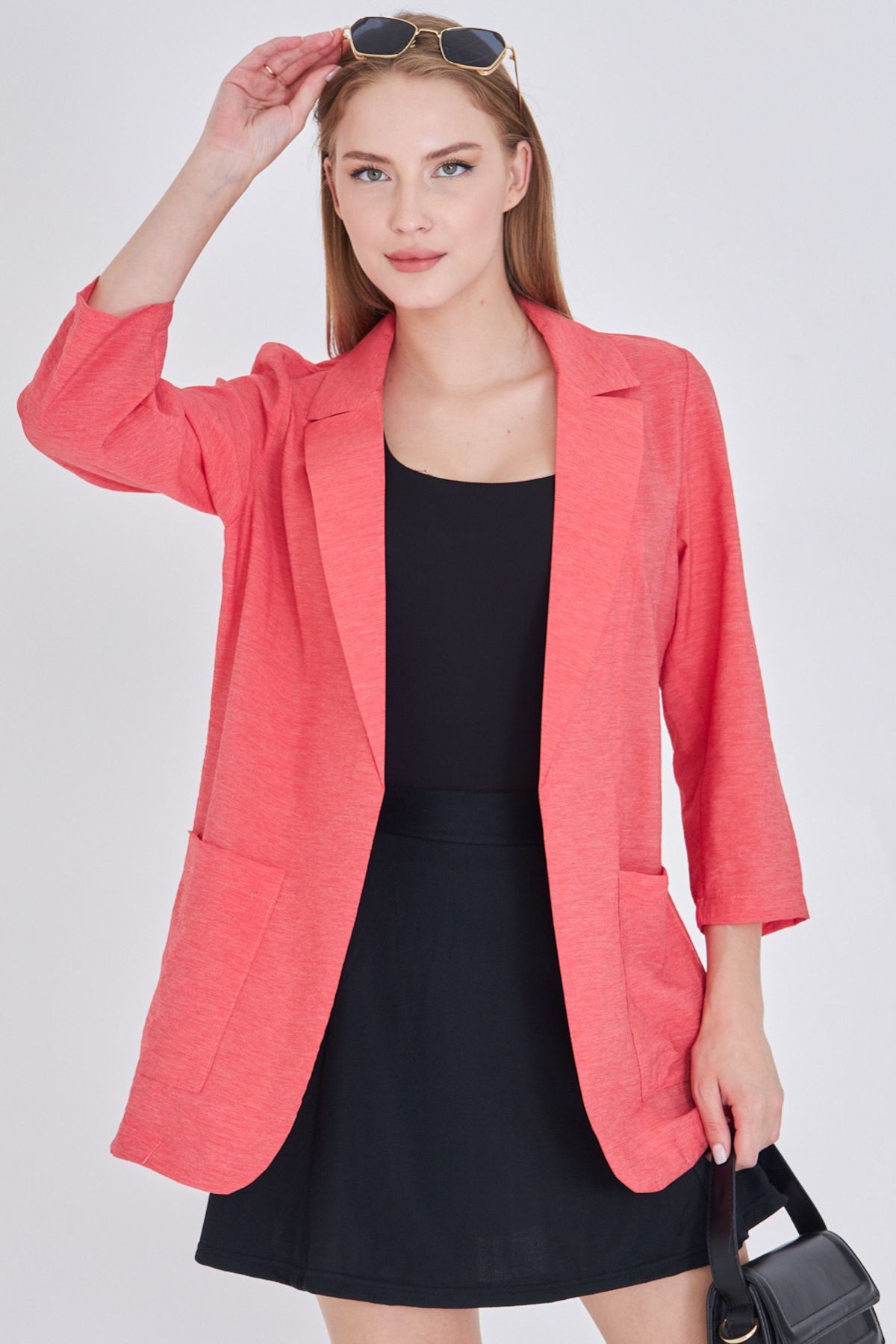 Kadın Pembe Cepli Oversize Ceket ARM-25Y001064