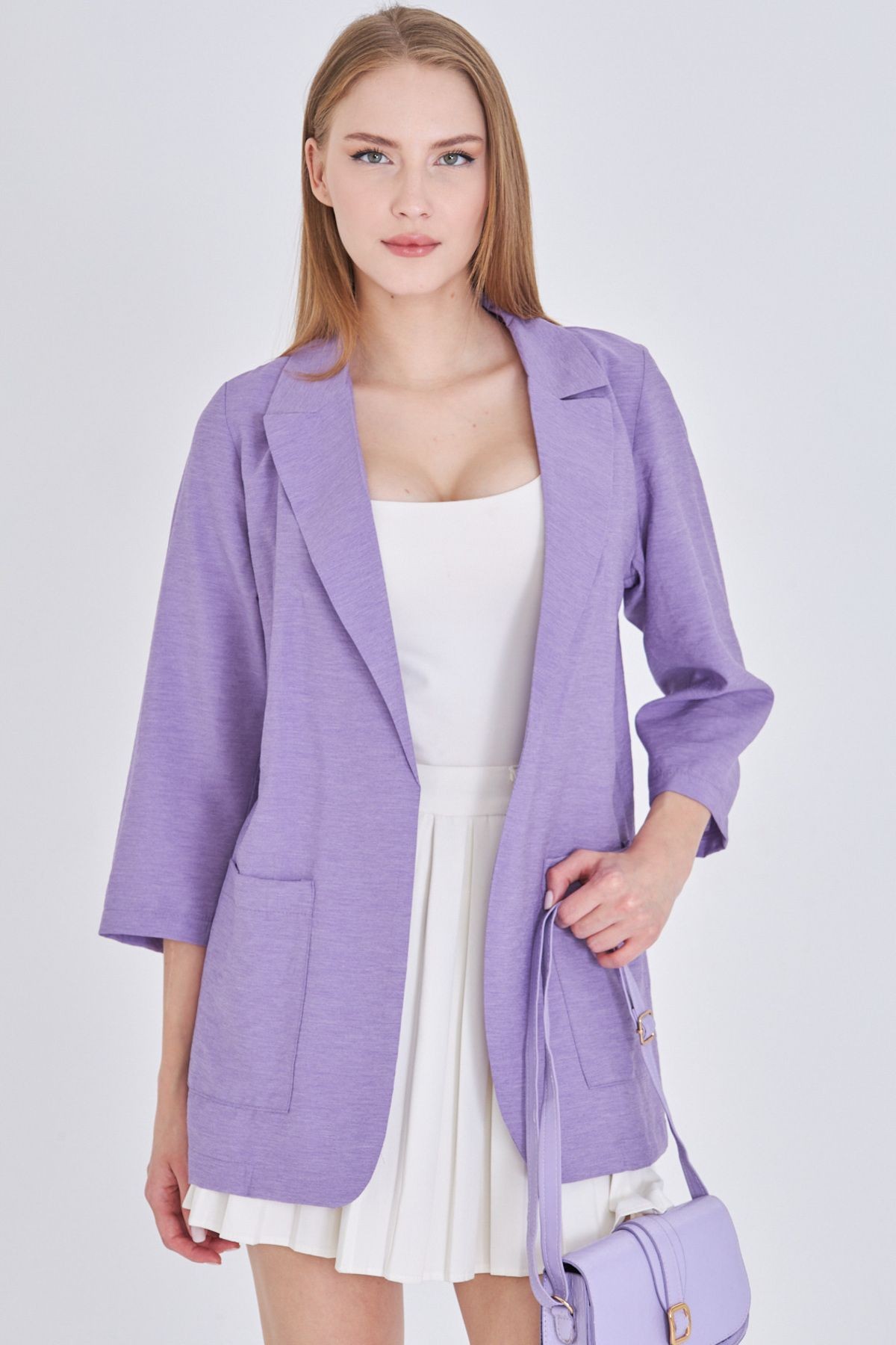 Kadın Lila Cepli Oversize Ceket ARM-25Y001064