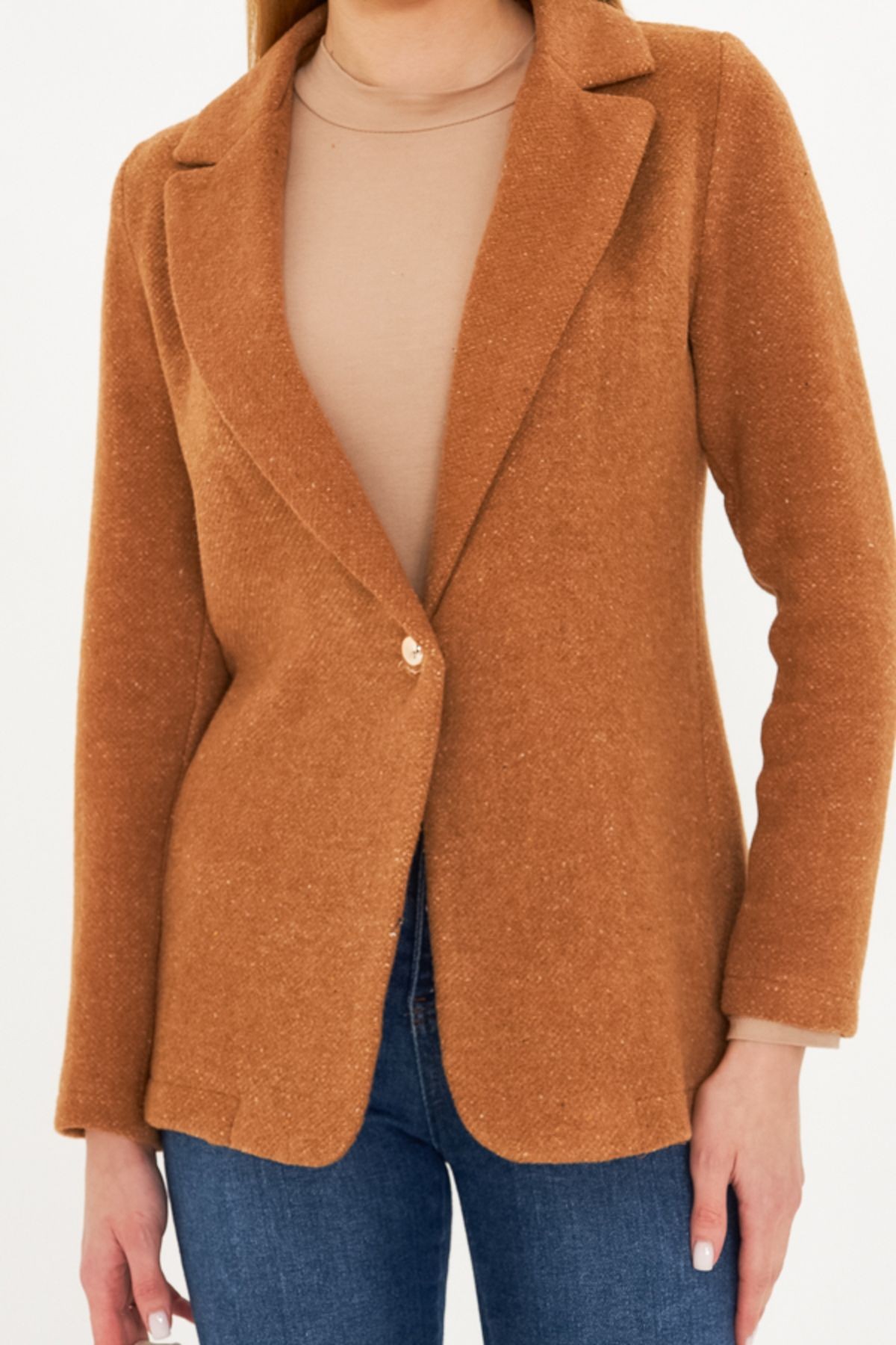 Kadın Taba Tek Düğme Kaşe Ceket ARM-25K001082