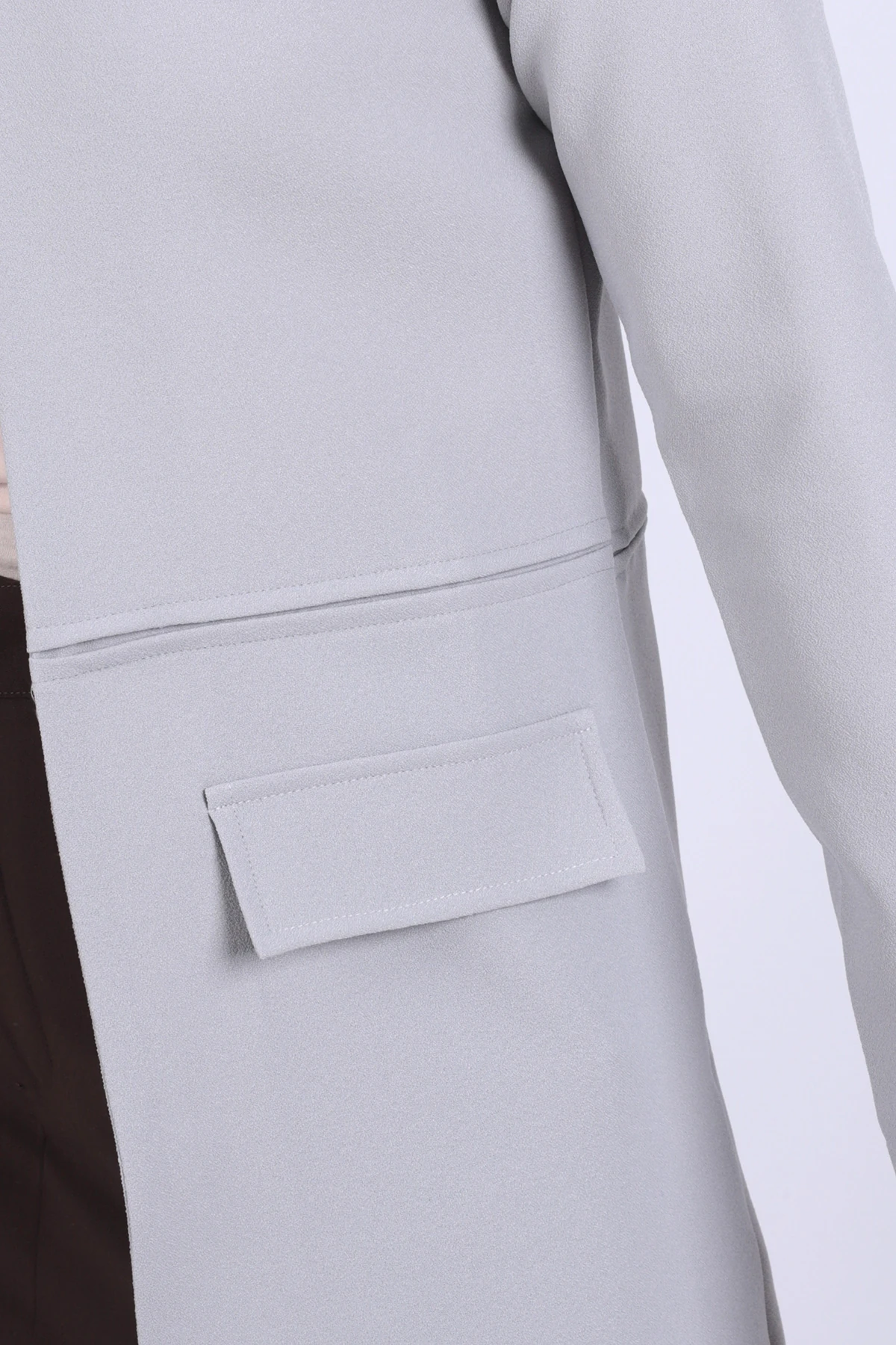 Kadın Gri Beli Dikişli Uzun Ceket ARM-26K001017