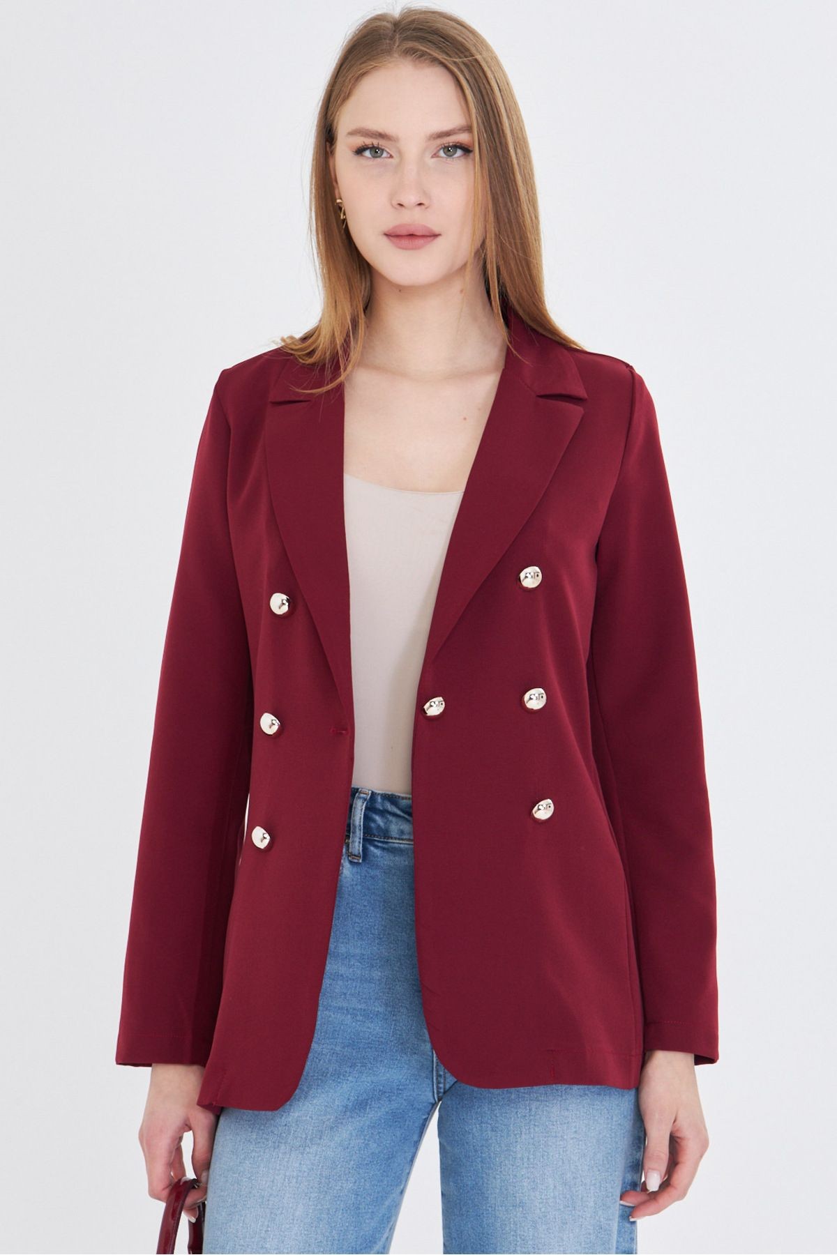 Kadın Bordo Düğmeli Ceket ARM-20K001151