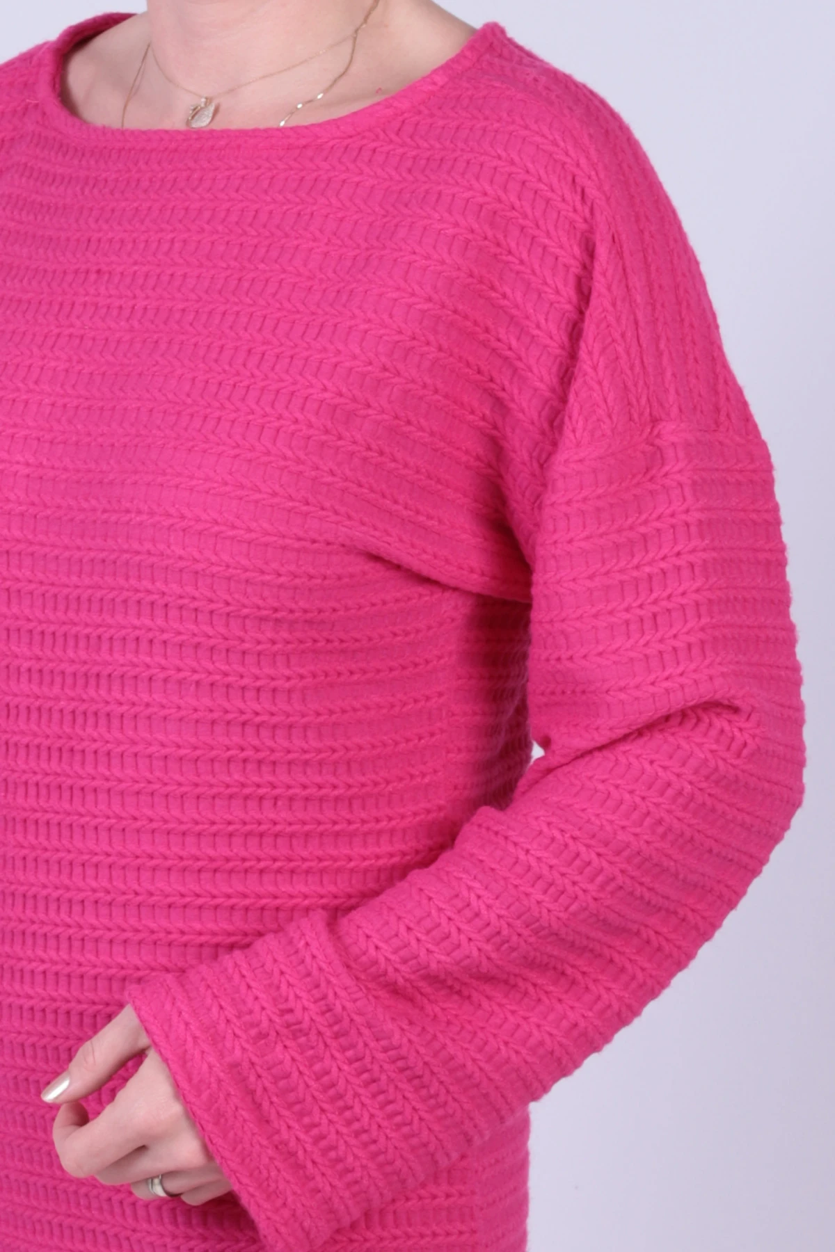 Kadın Fuşya Uzun Kollu Yumuşak Dokulu Salaş Elbise ARM-26K001078