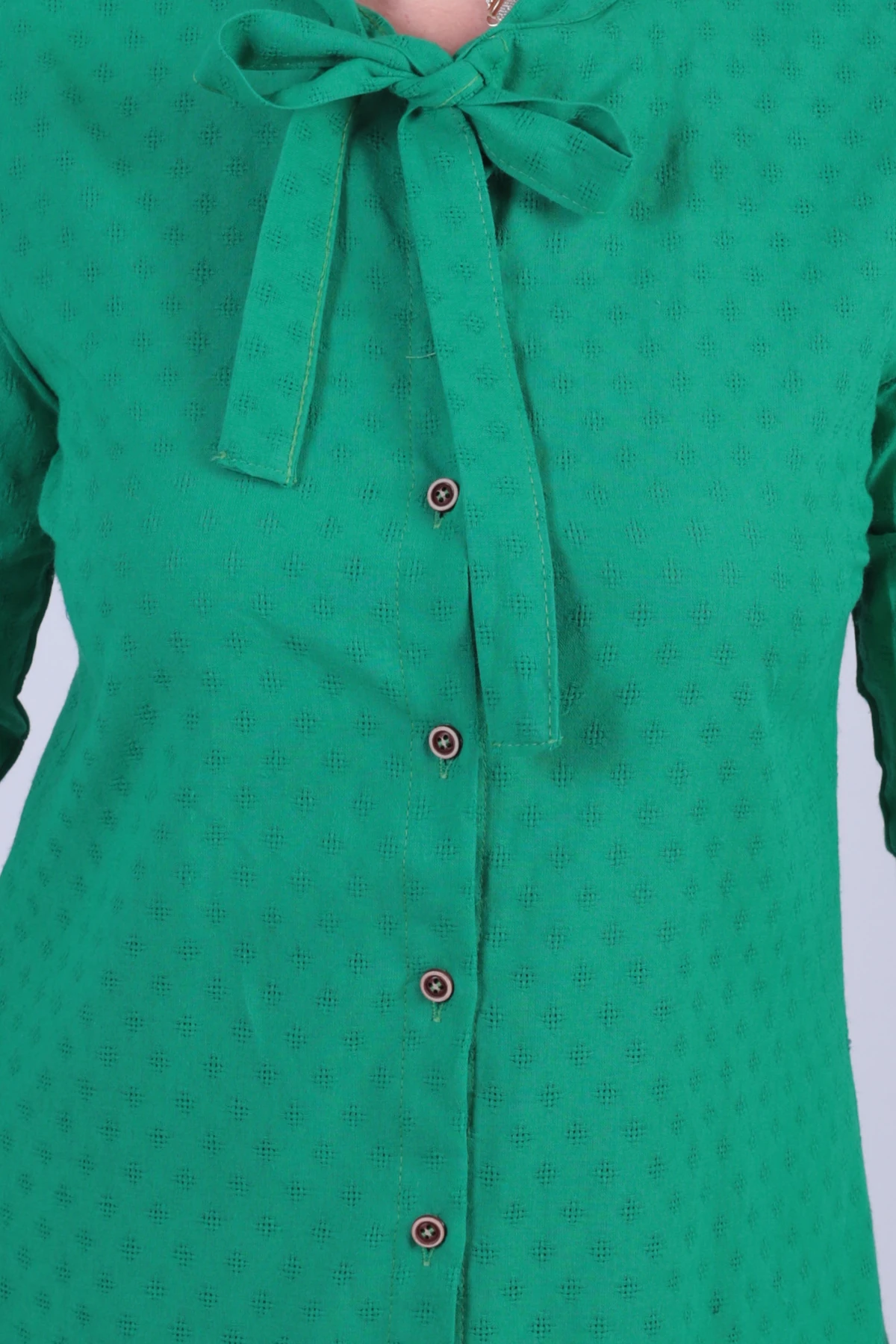 Kadın Yeşil Yakası Bağlamalı Desenli Gömlek ARM-20K001150