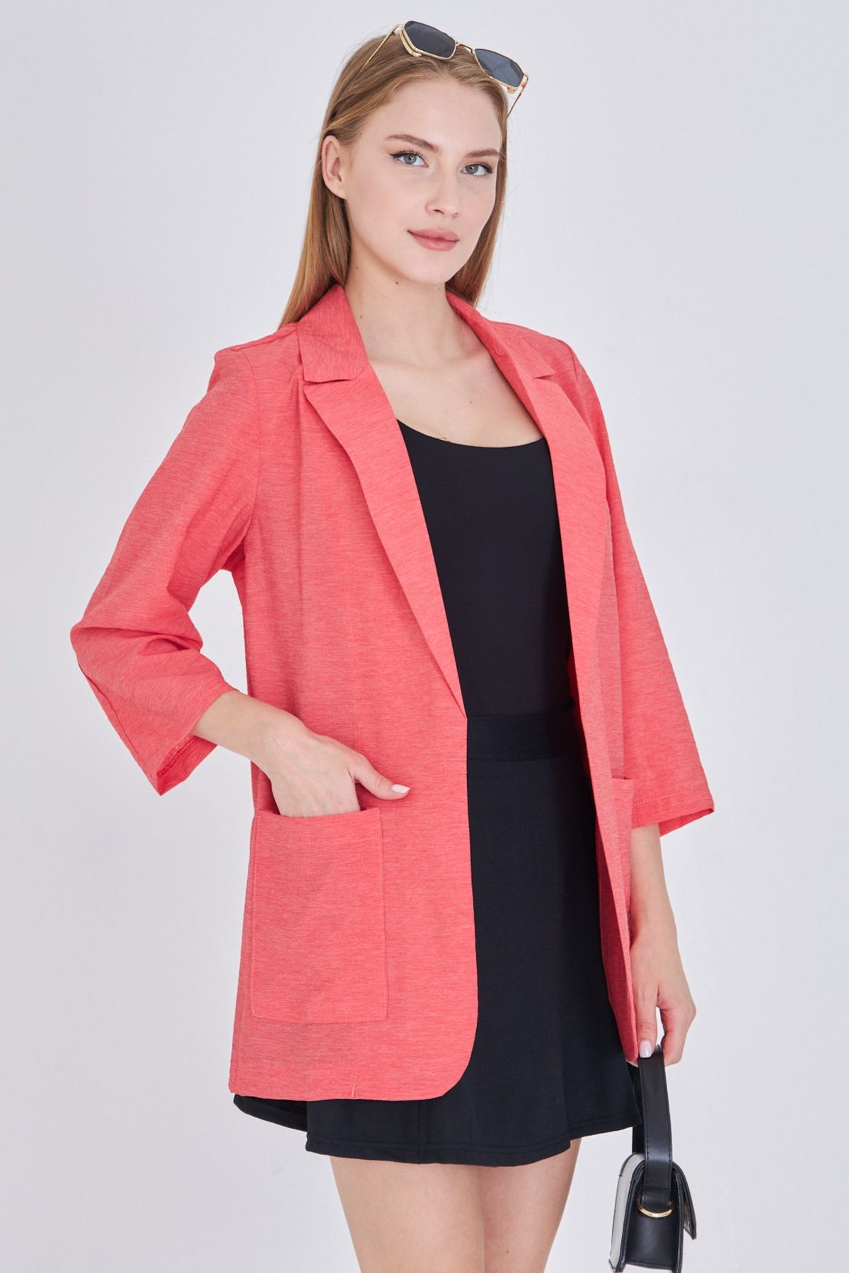 Kadın Pembe Cepli Oversize Ceket ARM-25Y001064
