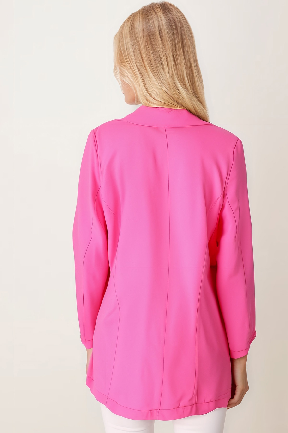 Kadın Fuşya Cepli Oversize Ceket ARM-26K001005