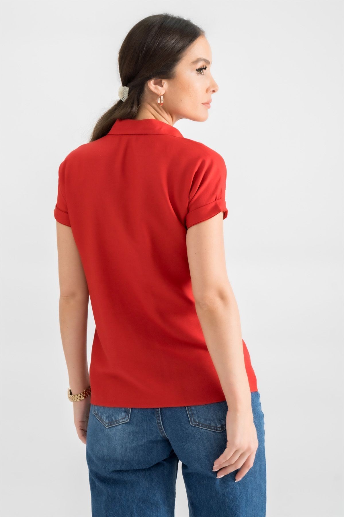 Kadın Kırmızı Kısa Kol Gömlek ARM-19Y001065