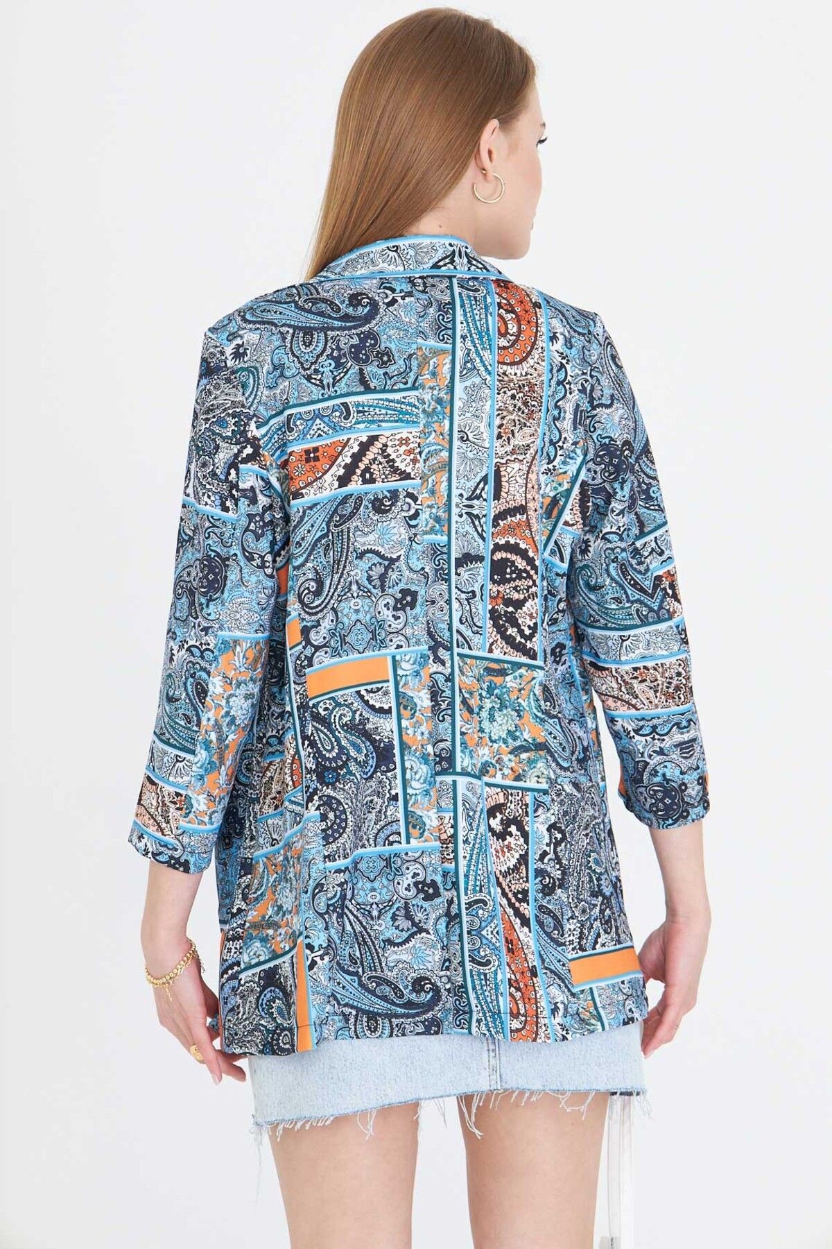 Kadın Açık Mavi Cepli Oversize Ceket ARM-25Y001057