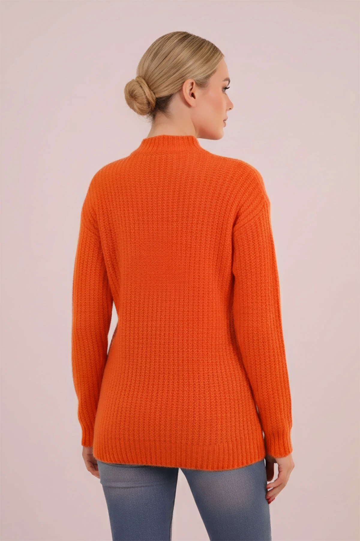 Kadın Oranj Yandan Düğme Detaylı Triko Hırka ARM-26K136030