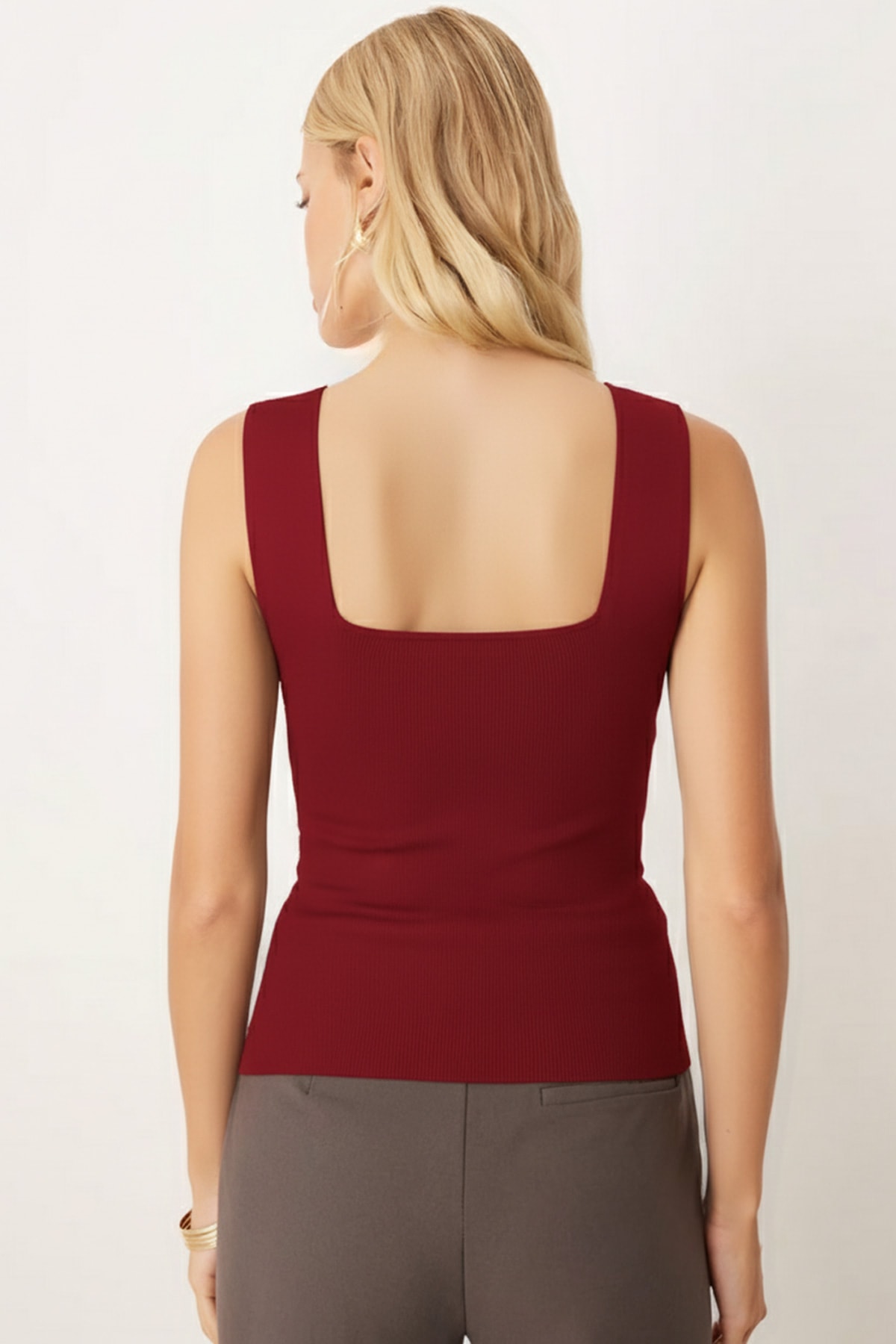 Kadın Bordo Kalın Askılı Kaşkorse Bluz ARM-23Y069001