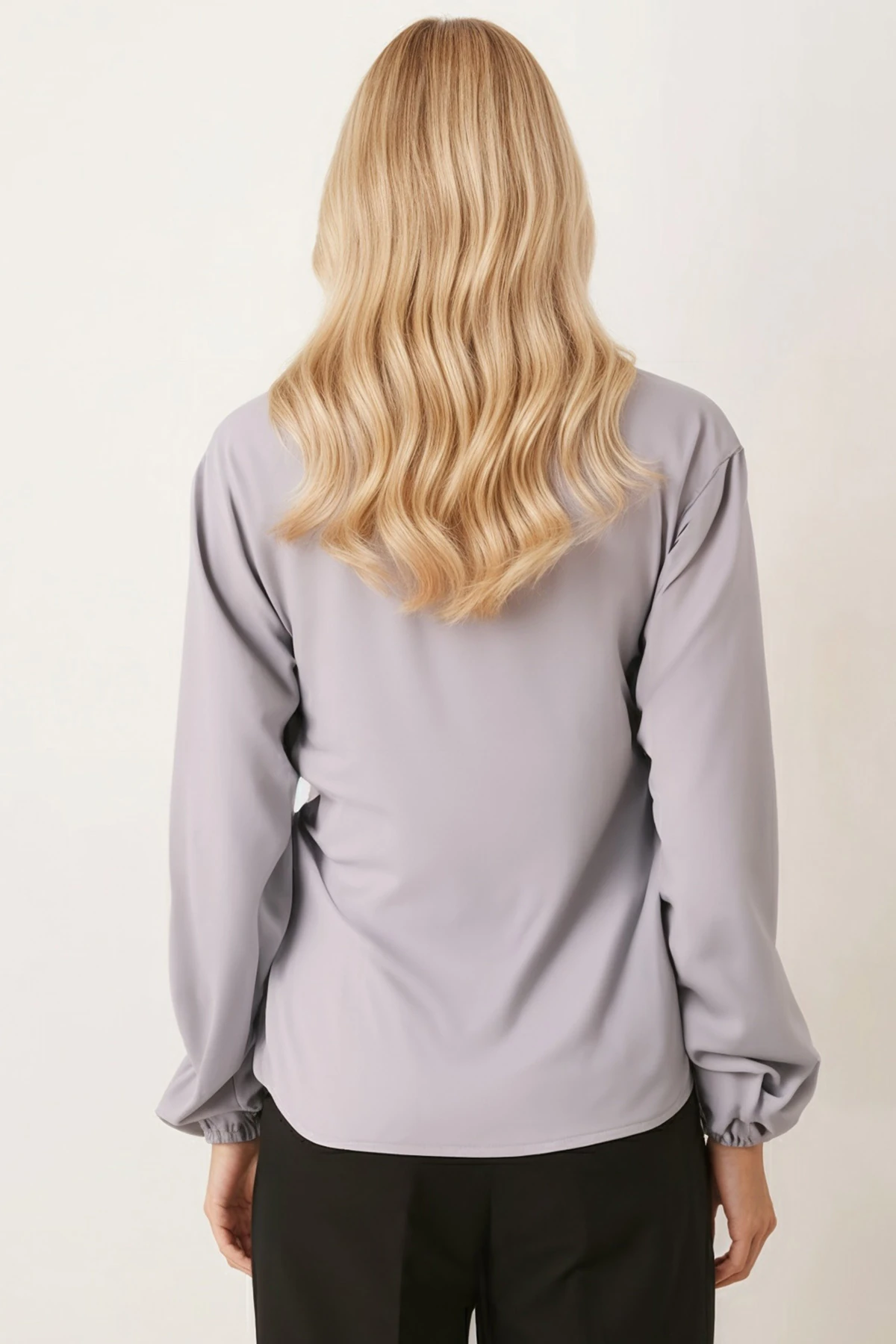 Kadın Gri Yakalı Kruvaze Bluz ARM-22Y024025