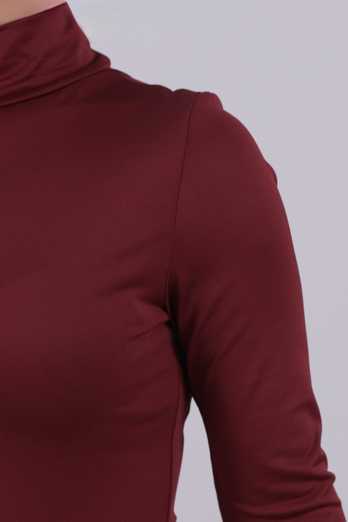 Kadın Bordo Yarım Balıkçı Uzun Kol Body ARM-26K135004