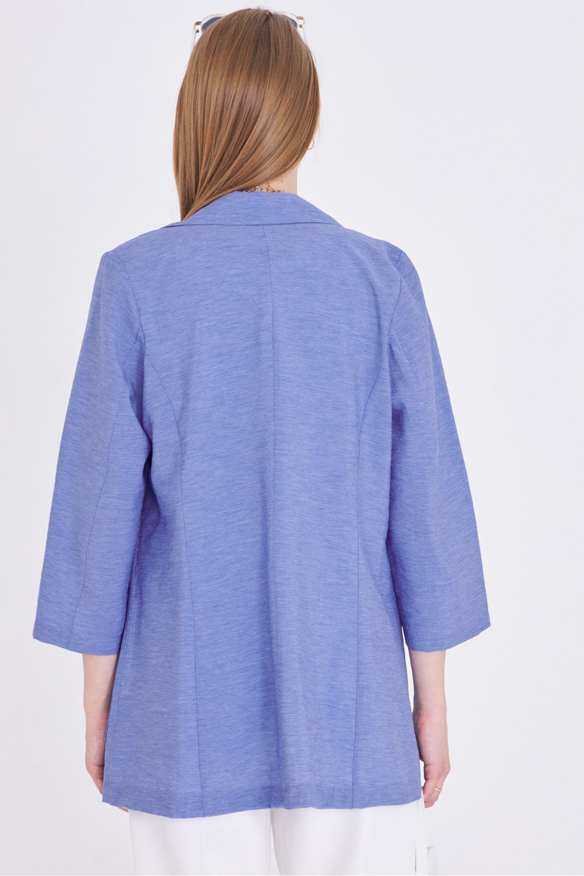 Kadın Mavi Cepli Oversize Ceket ARM-25Y001064