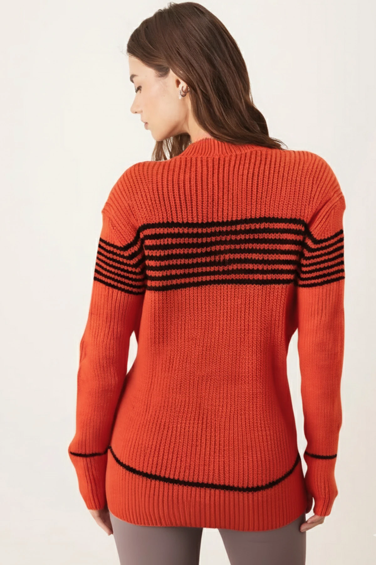 Kadın Turuncu Bisiklet Yaka Selanik Örgü Triko Kazak ARM-26K136031