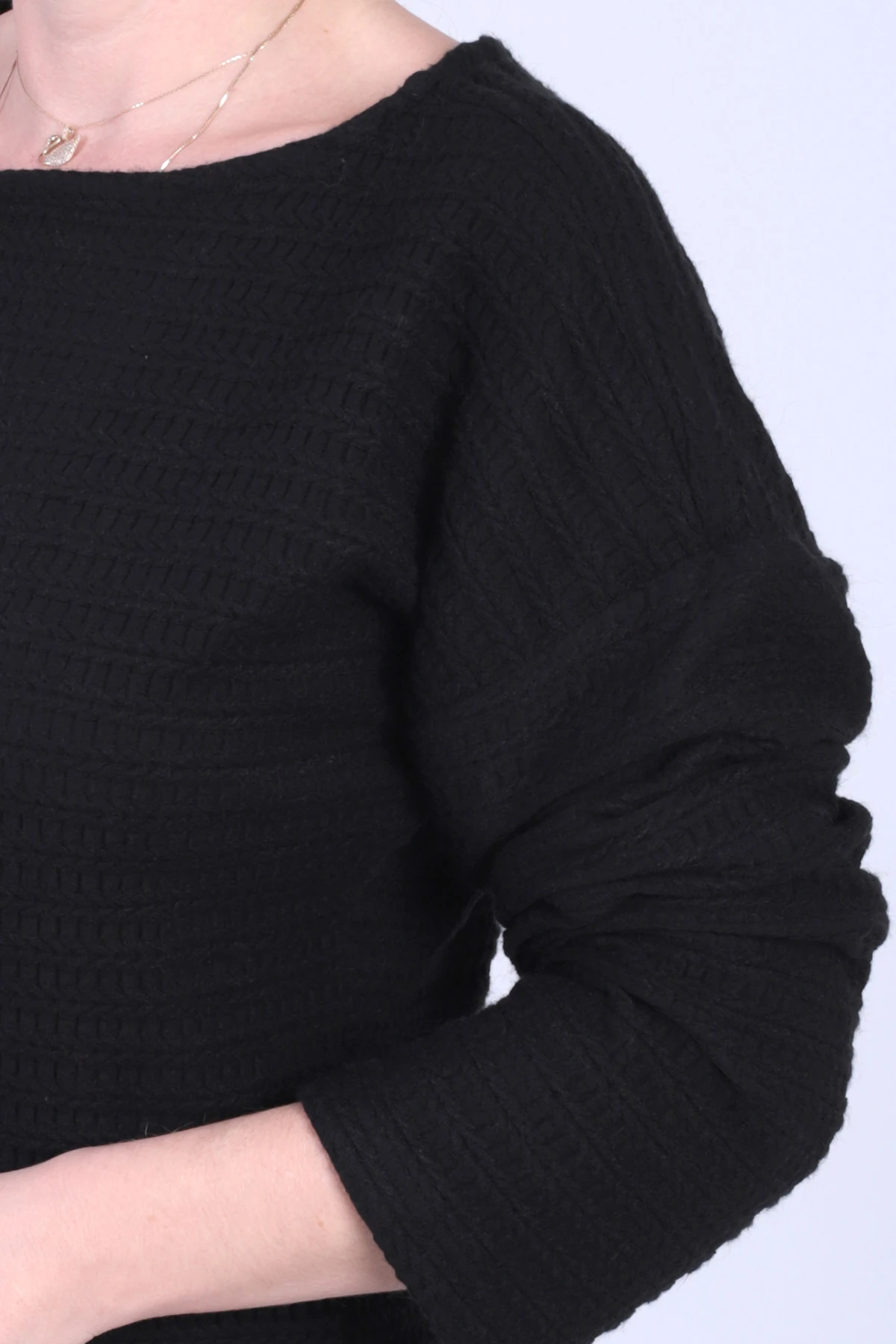 Kadın Siyah Uzun Kollu Yumuşak Dokulu Salaş Elbise ARM-26K001078