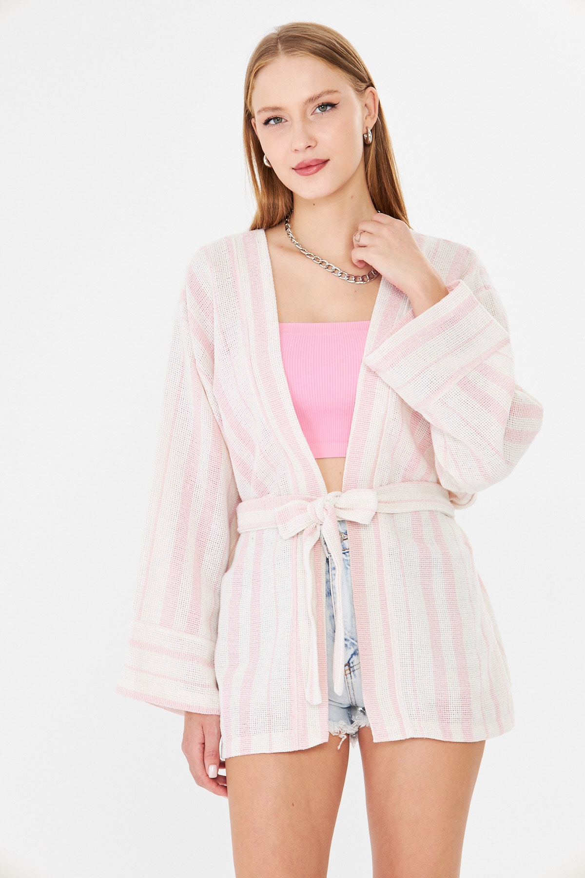 Kadın Pudra Kemerli Kimono ARM-25Y001073
