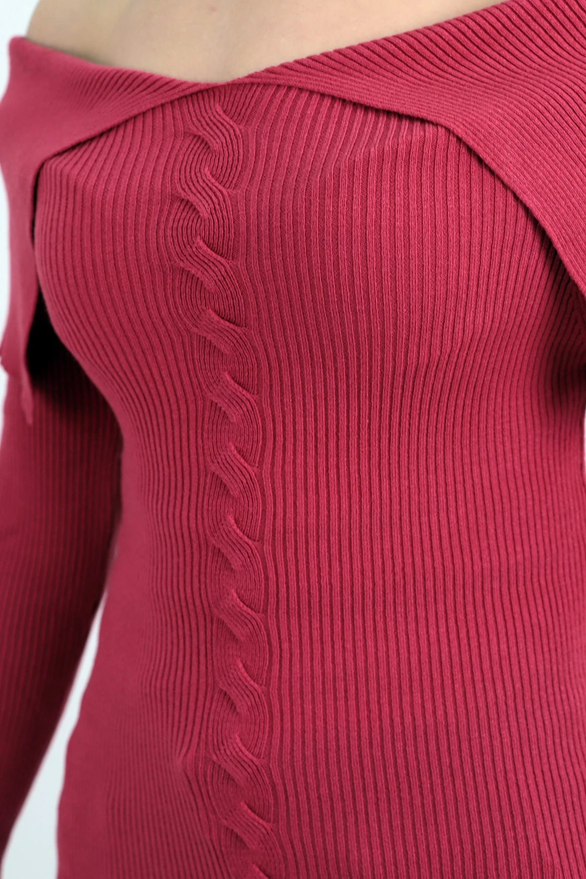 Kadın Pembe Madonna Yaka Triko Kazak ARM-26K136068