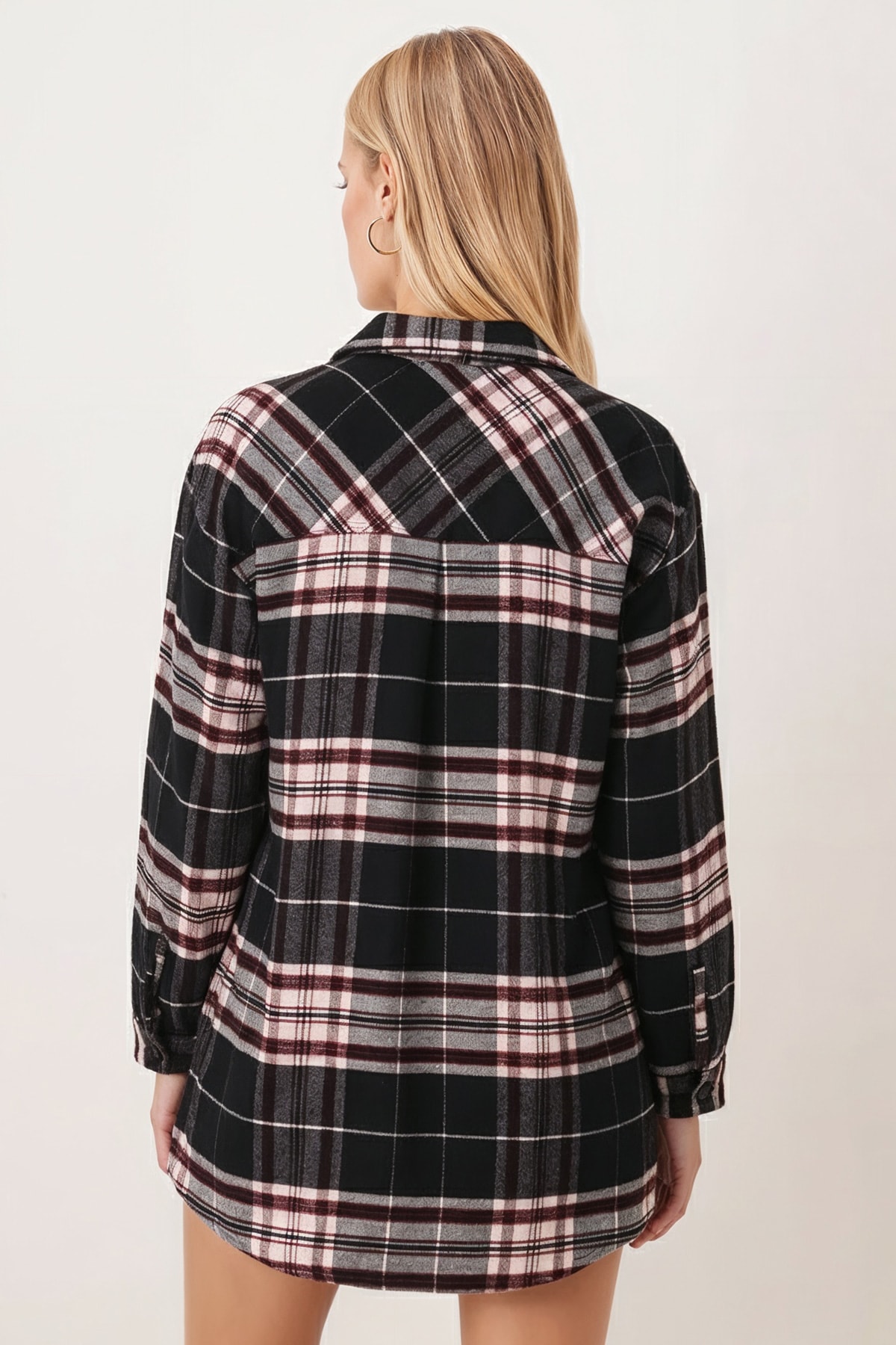 Kadın Siyah-Bej Erkek Yaka Yanları Yırtmaçlı Oversize Ceket ARM-26K001009