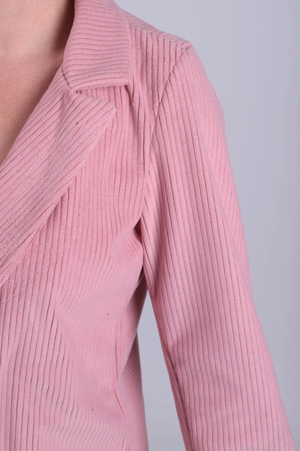 Kadın Pudra Tek Düğmeli Kadife Ceket ARM-24K001043