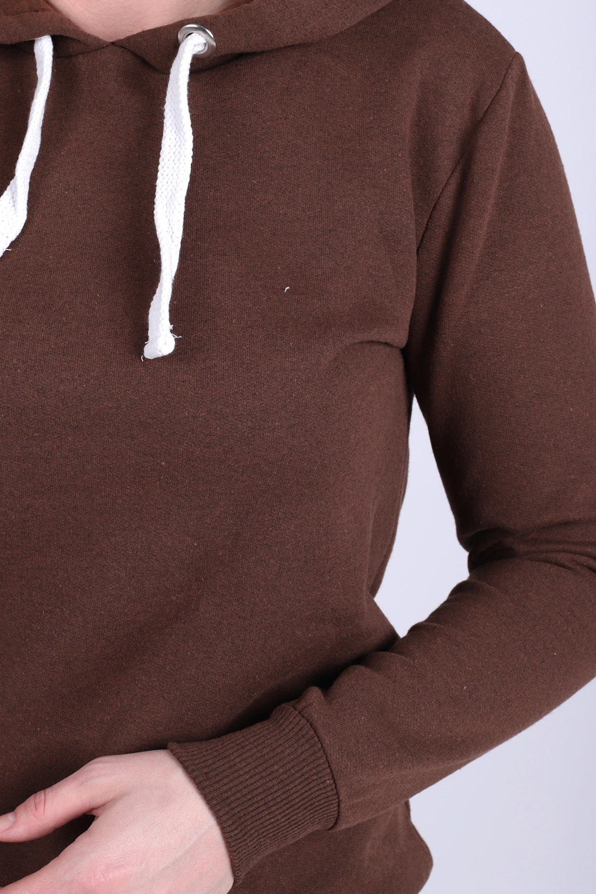 Kadın Kahve İçi Şardonlu Kapüşonlu Sweatshirt ARM-26K135014