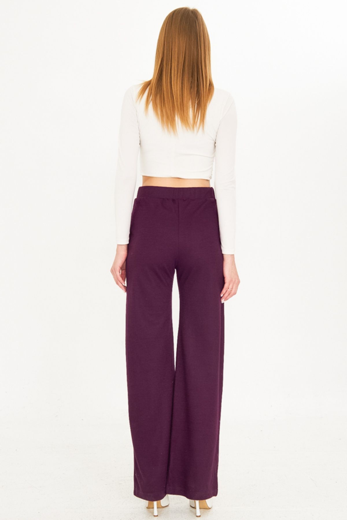 Kadın Mor Beli Lastikli Astarlı Kaşe Pantolon ARM-25K001092