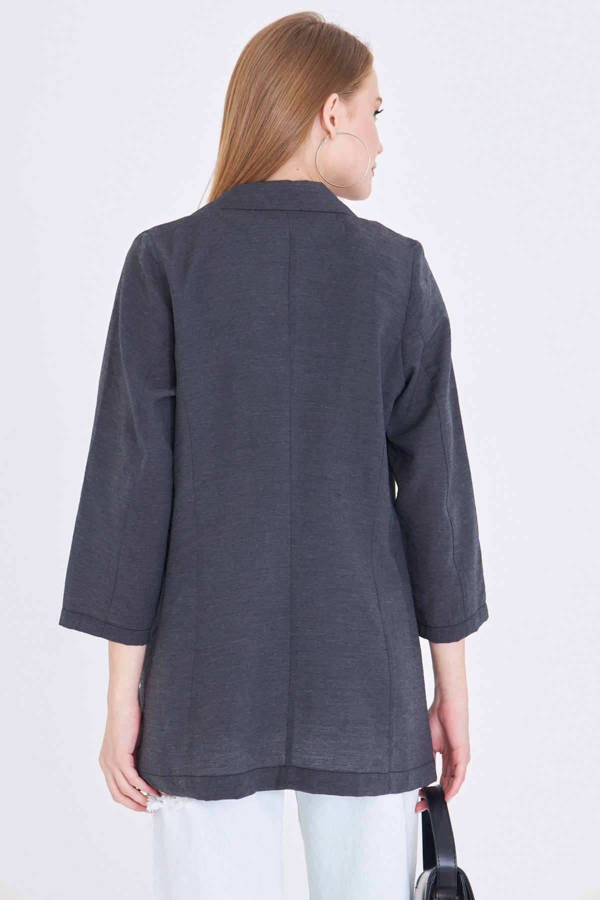 Kadın Siyah Cepli Oversize Ceket ARM-25Y001064