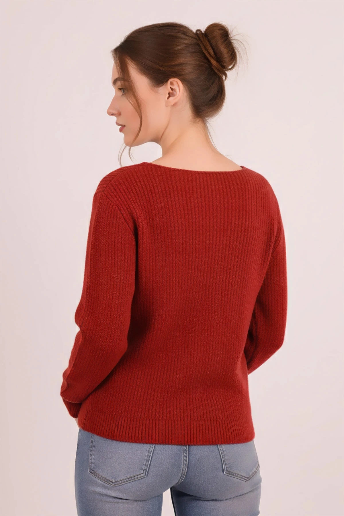 Kadın Kırmızı Bisiklet Yaka Triko Kazak ARM-26K136058