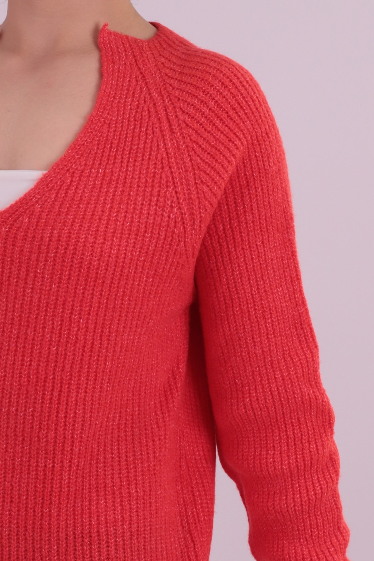 Kadın Turuncu V Yaka Triko Elbise ARM-26K136054