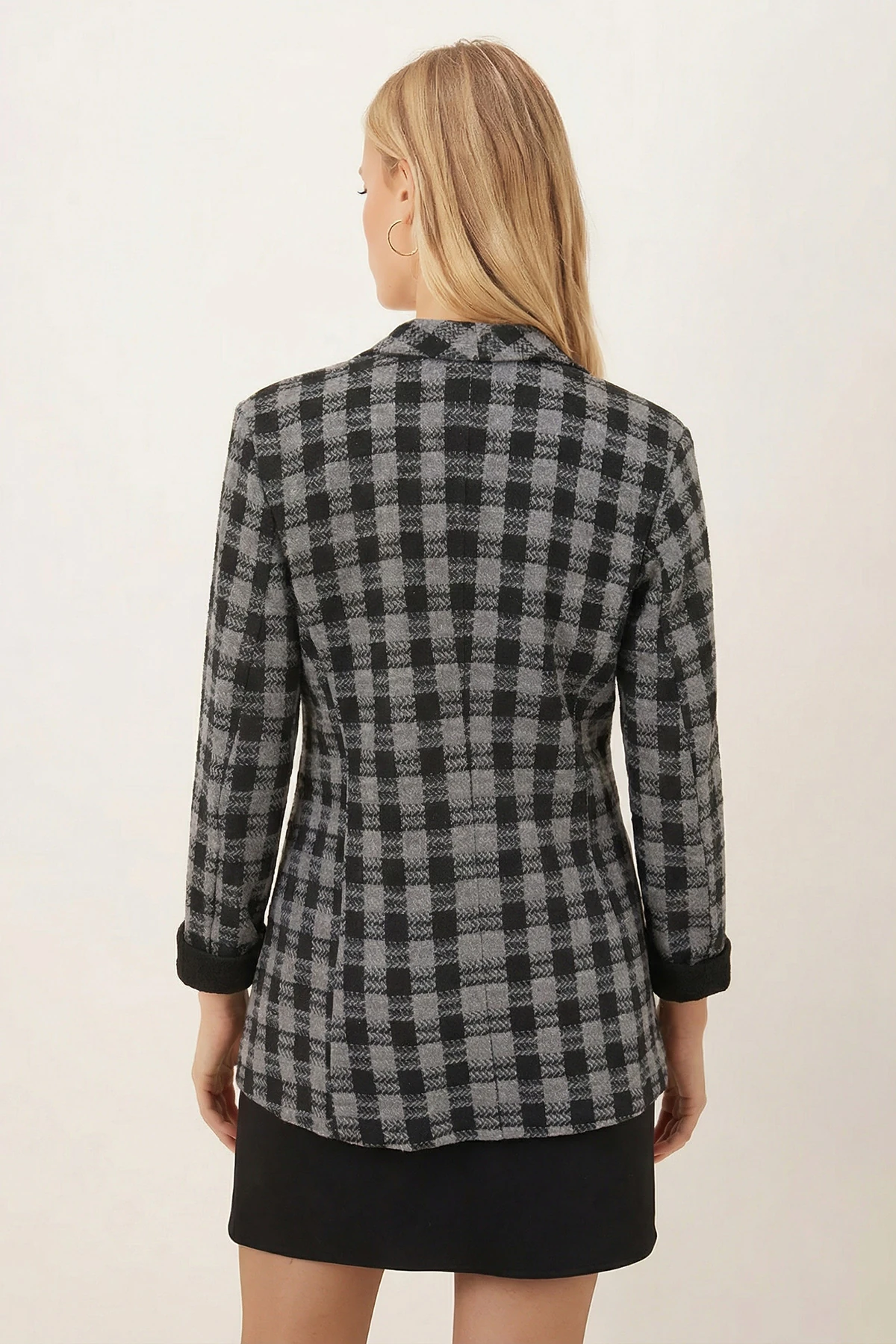 Kadın Füme Şal Yaka Kolları Garnili Tek Düğme Ceket ARM-26K001087