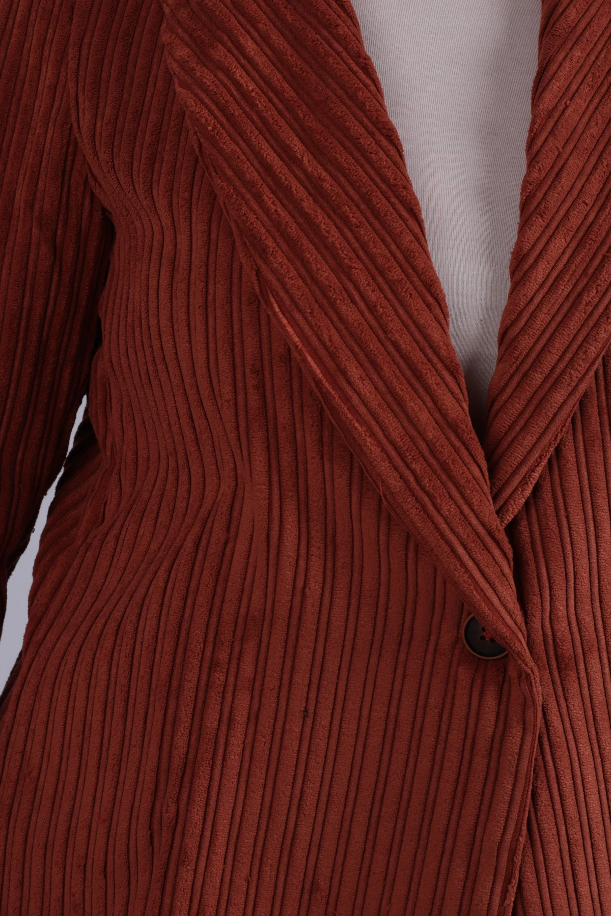 Kadın Koyu Kiremit Tek Düğmeli Kadife Ceket ARM-24K001043