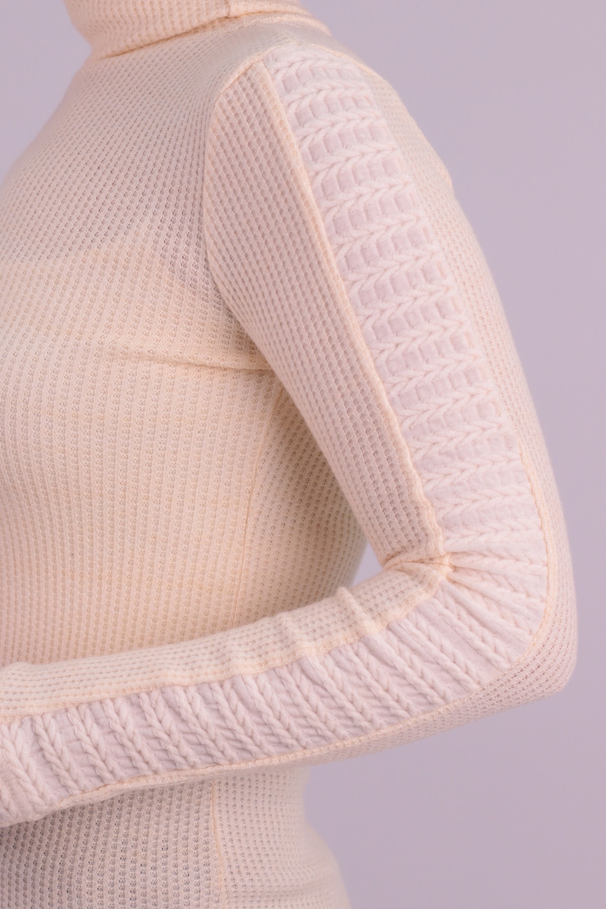 Kadın Ekru Balıkçı Yaka Kolu Şeritli Yumuşak Dokulu Bluz ARM-26K001043