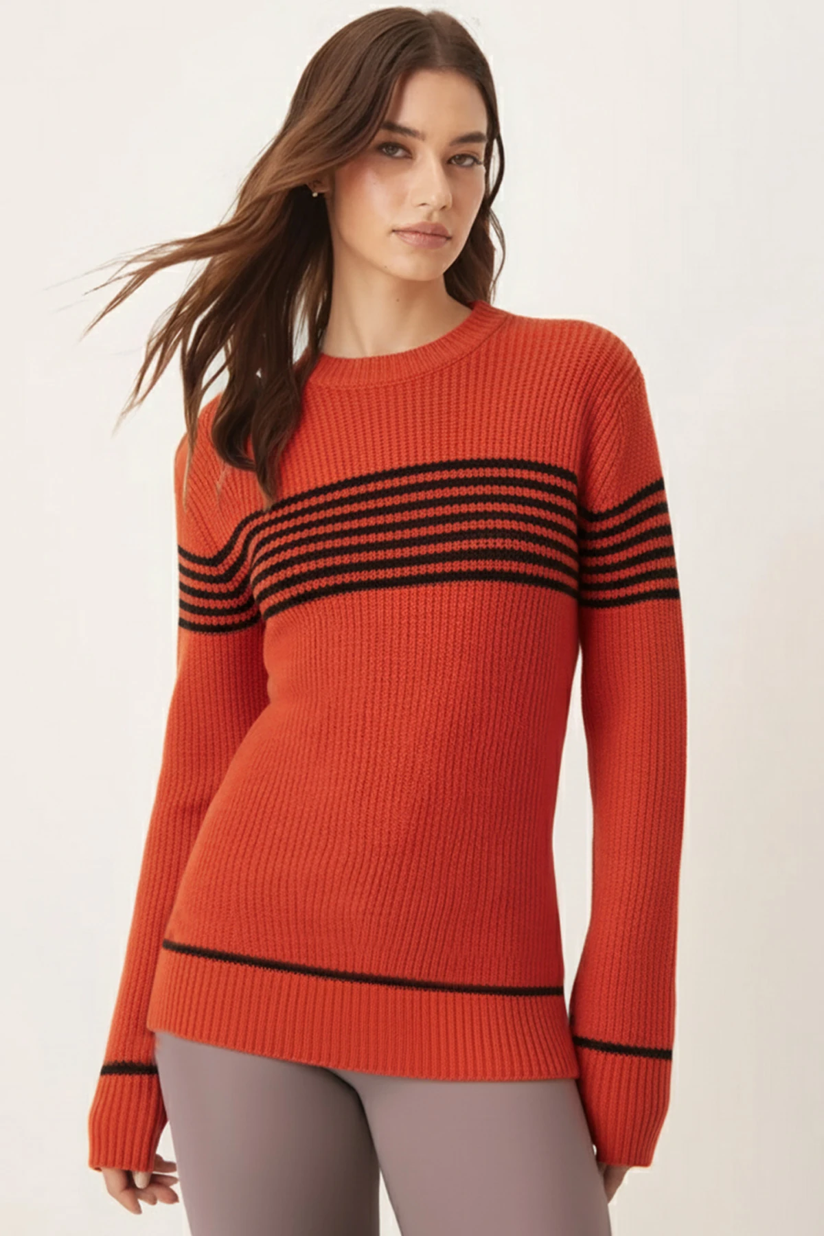 Kadın Turuncu Bisiklet Yaka Selanik Örgü Triko Kazak ARM-26K136031