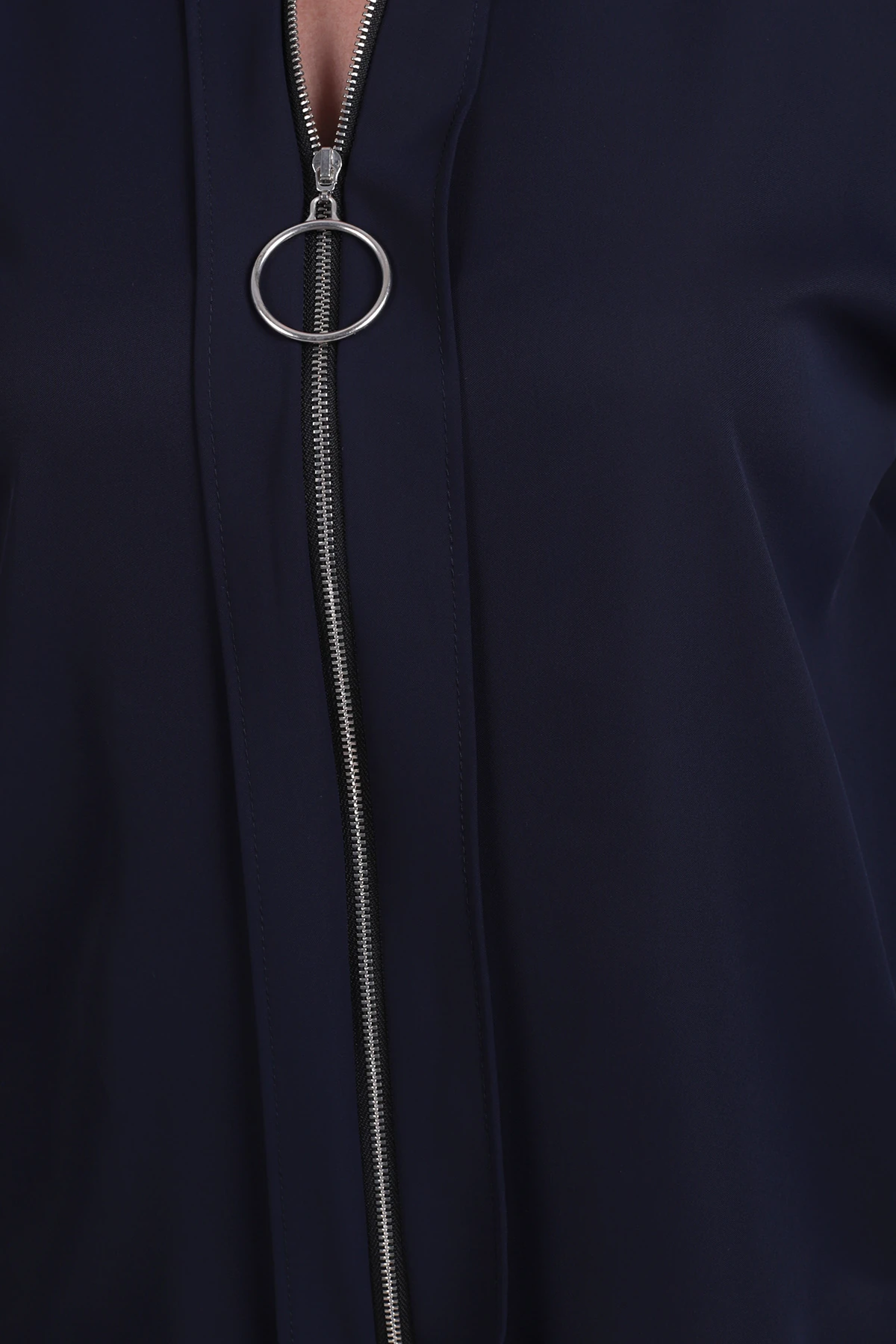 Kadın Lacivert Önü Fermuarlı Salaş Gömlek ARM-21K024090