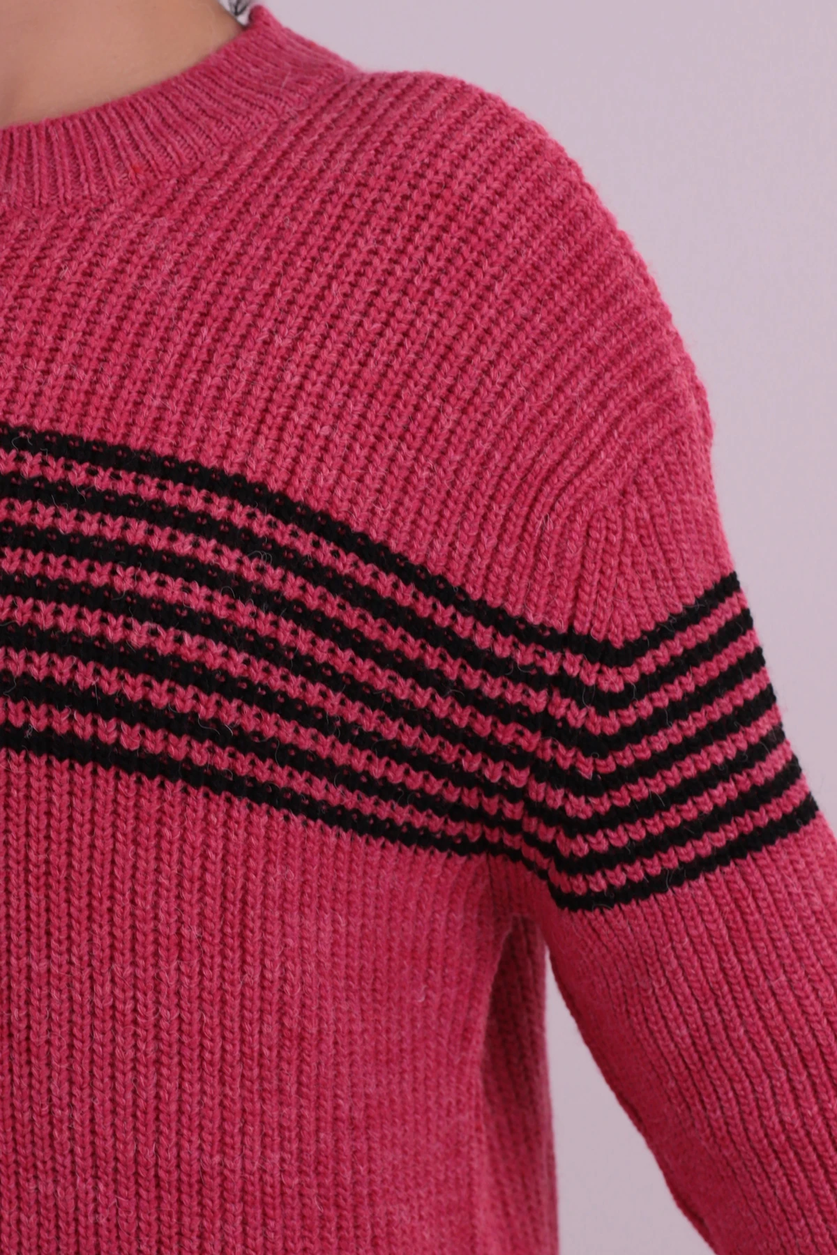 Kadın Fuşya Bisiklet Yaka Selanik Örgü Triko Kazak ARM-26K136031