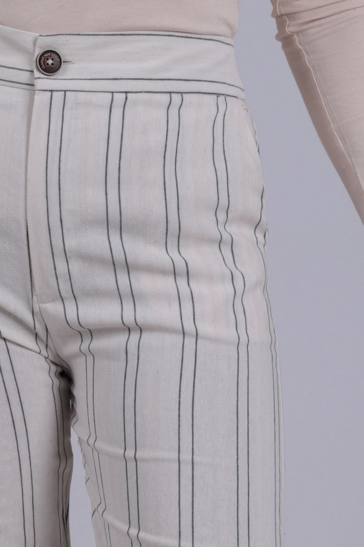 Kadın Krem Bol Paça Keten Pantolon ARM-26K001053