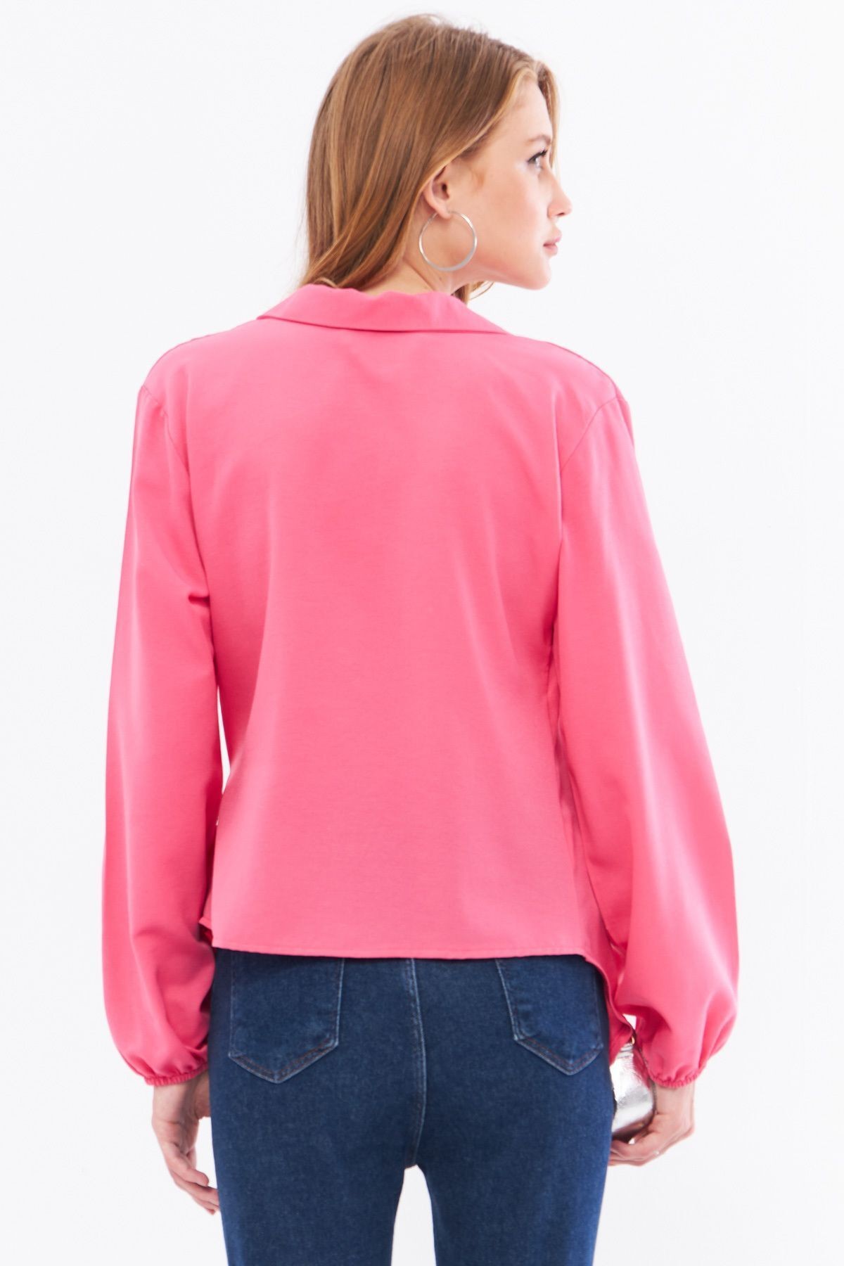 Kadın Pembe Yakalı Kruvaze Bluz ARM-22Y024025
